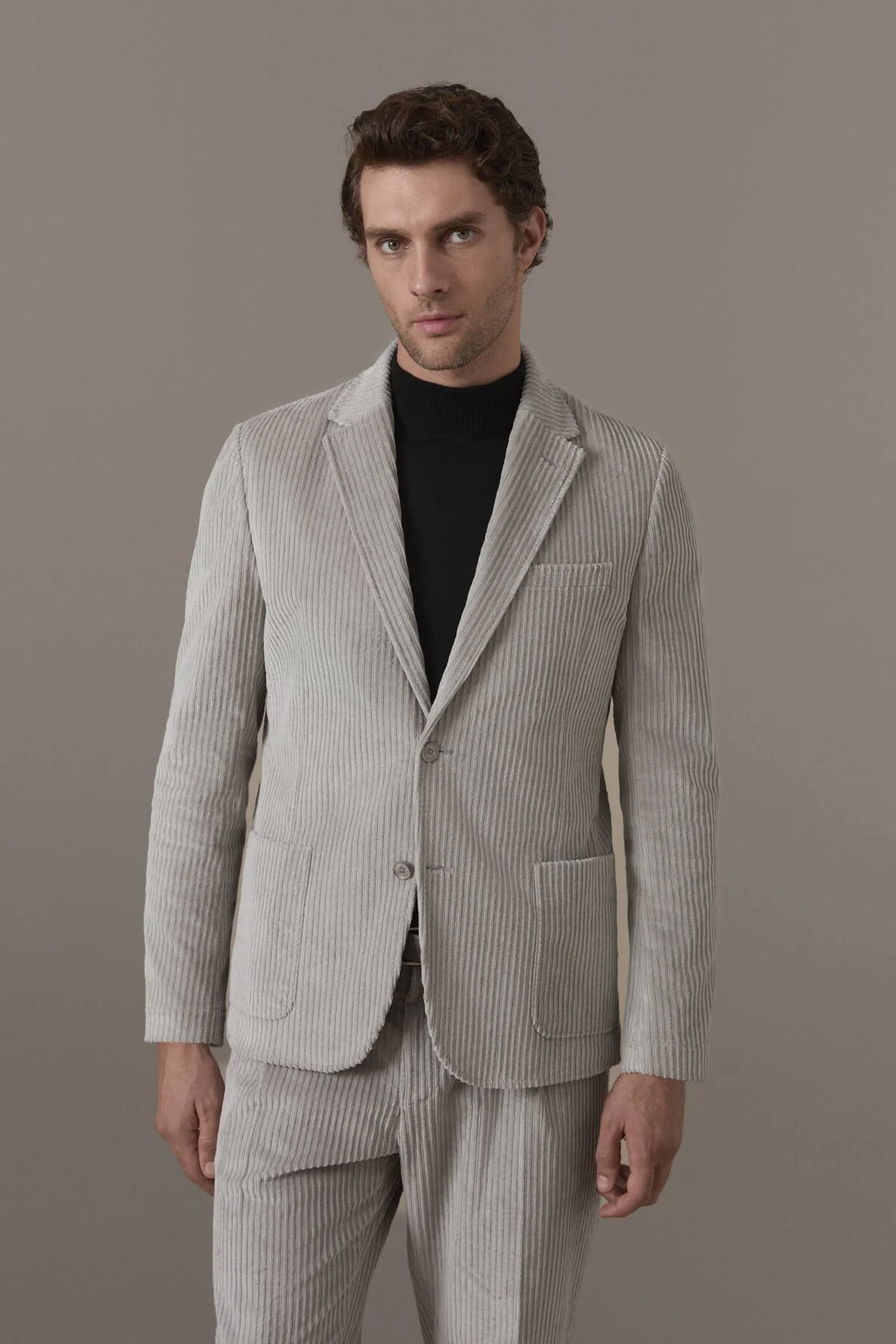 Hemington - Açık Bej Kadife Blazer Ceket (1)