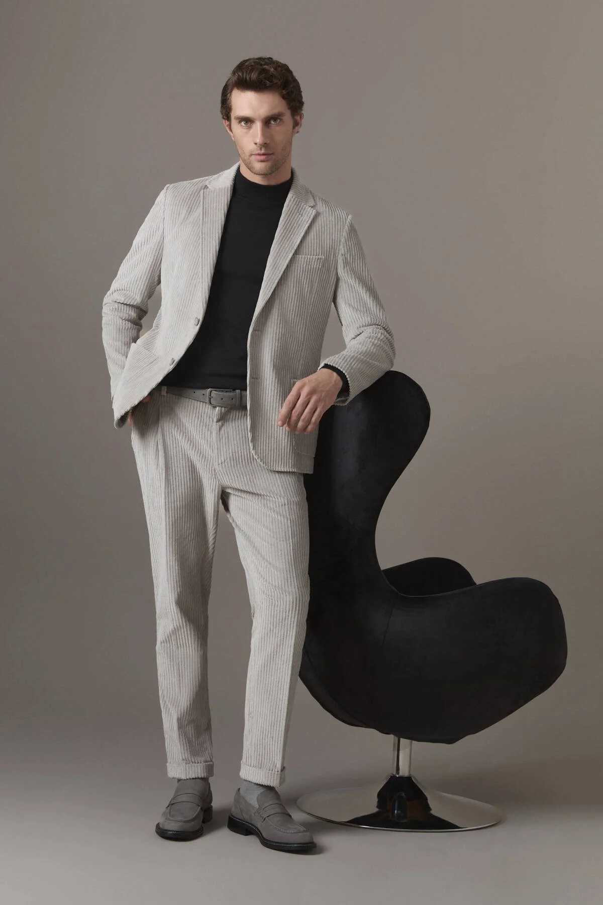 Hemington - Açık Bej Kadife Blazer Ceket (3)