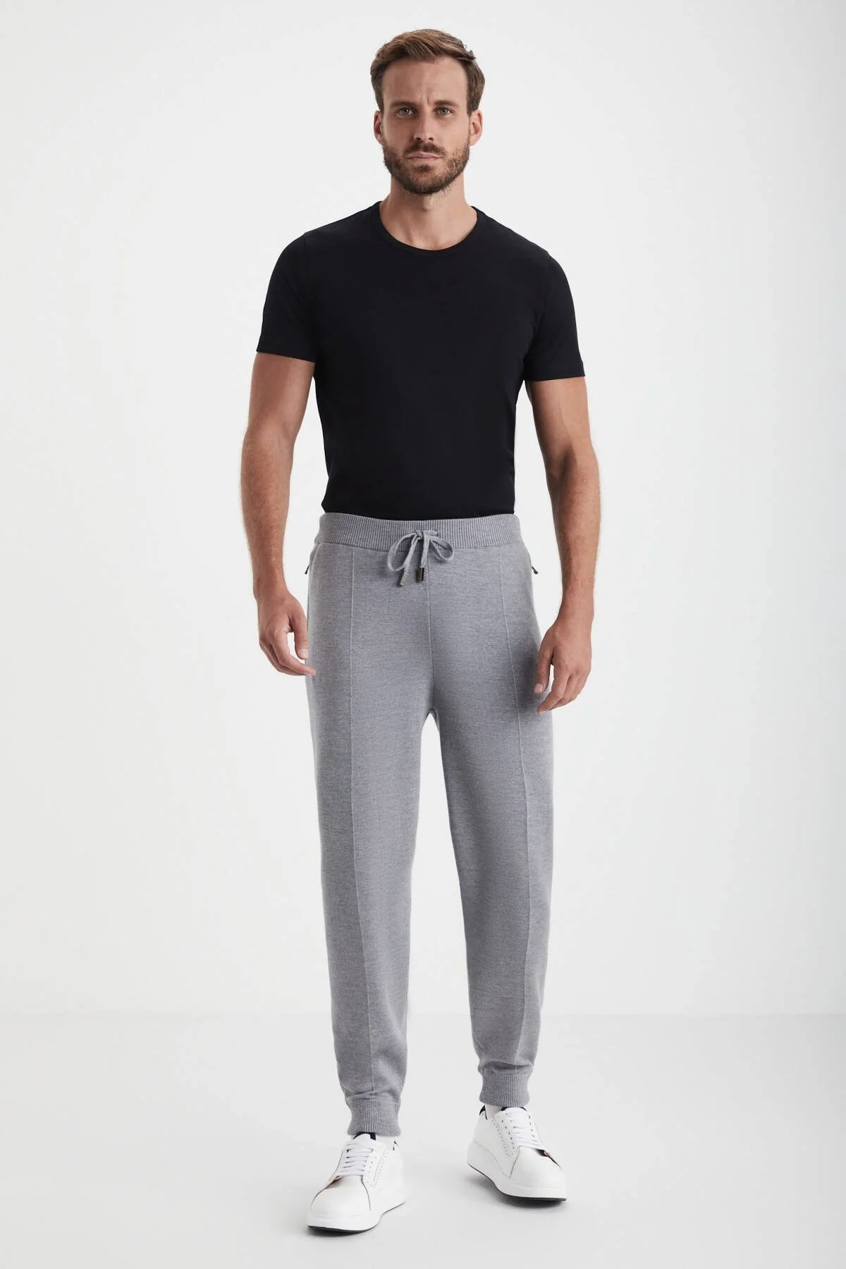 Hemington - Açık Gri Merino Yün Activewear Triko Pantolon (2)