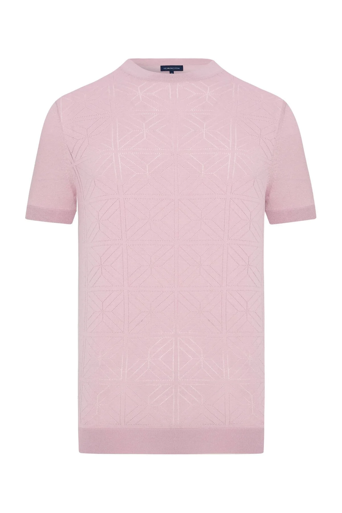 Hemington - Ajur Örgü Detaylı Bisiklet Yaka Gül Kurusu Triko T-Shirt (8)