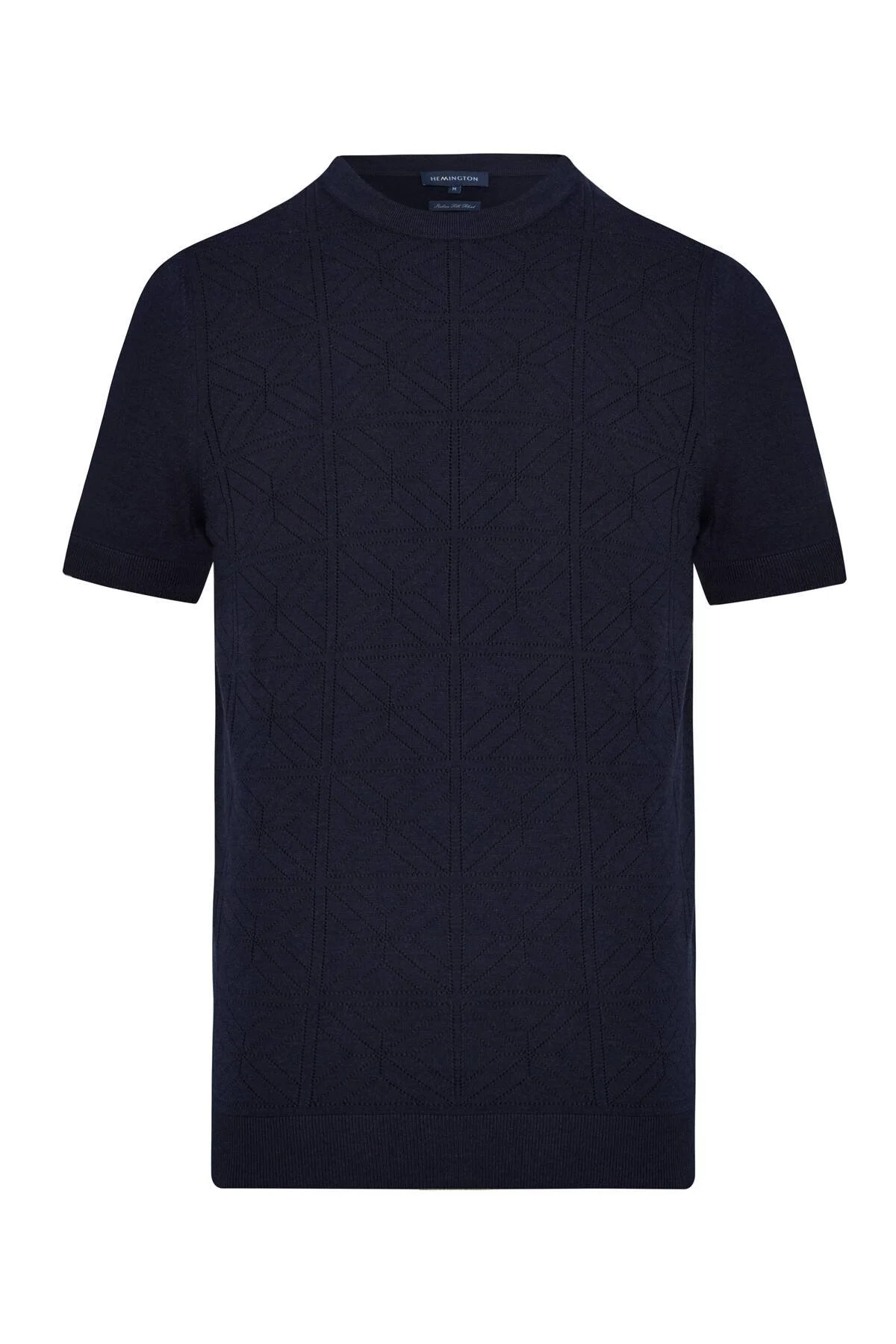 Hemington - Ajur Örgü Detaylı Bisiklet Yaka Lacivert T-Shirt (7)