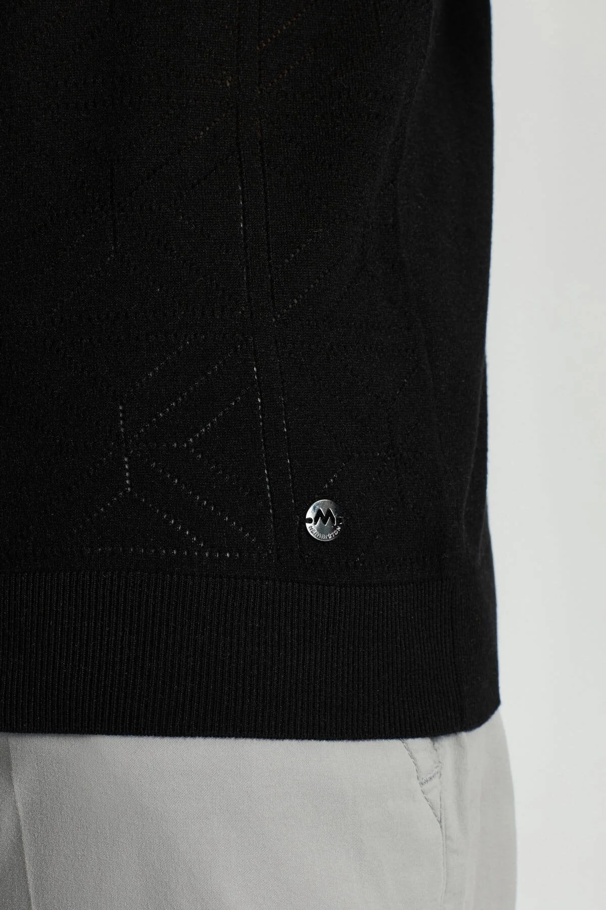 Hemington - Ajur Örgü Detaylı Bisiklet Yaka Siyah Triko T-Shirt (6)
