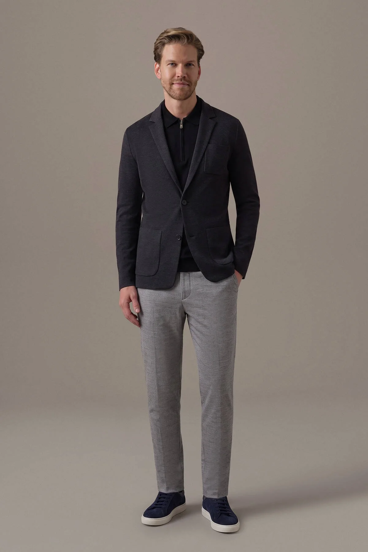 Hemington - Extrafine Merino Antrasit Triko Blazer Ceket (2)