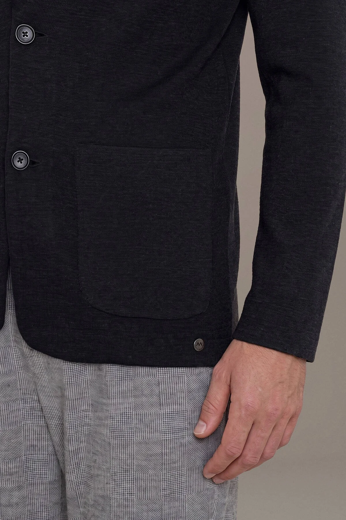 Hemington - Extrafine Merino Antrasit Triko Blazer Ceket (4)