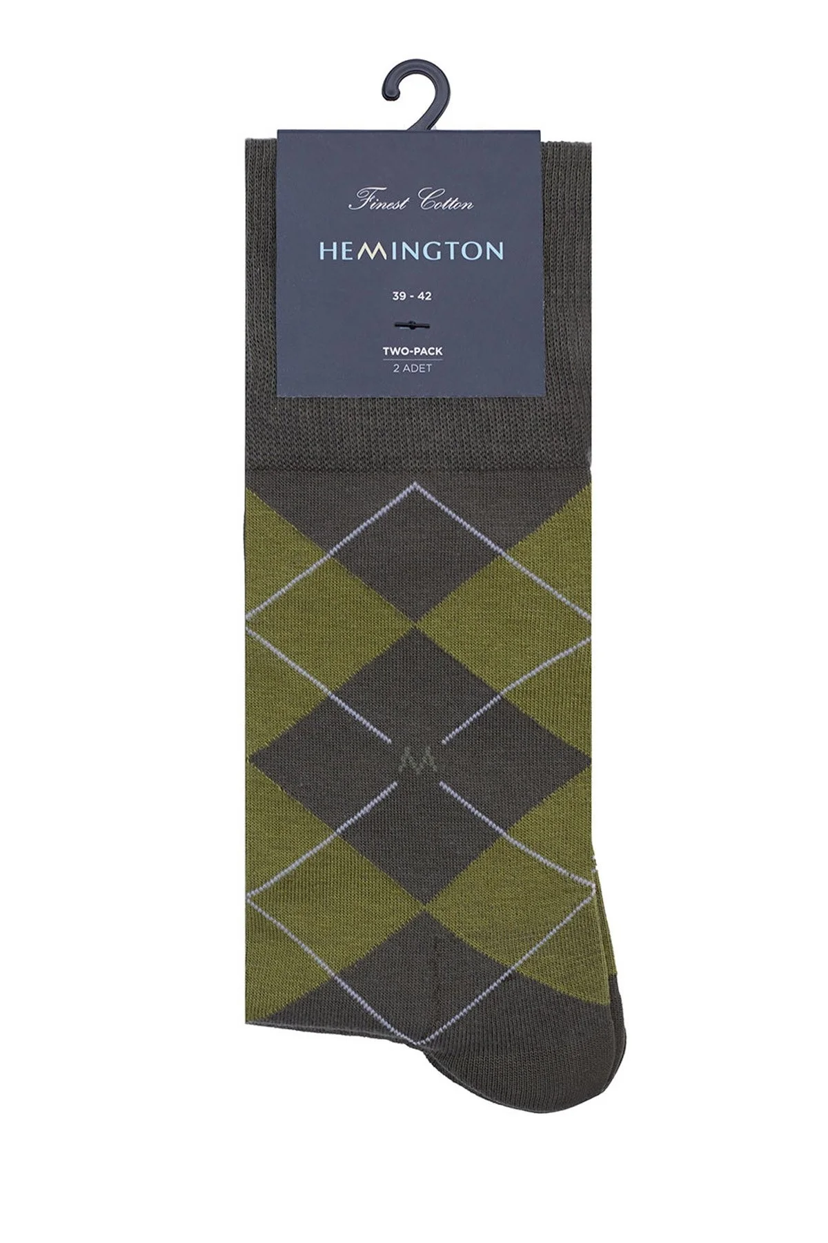 Hemington - Baklava Desen Haki Pamuk İkili Çorap Seti (4)