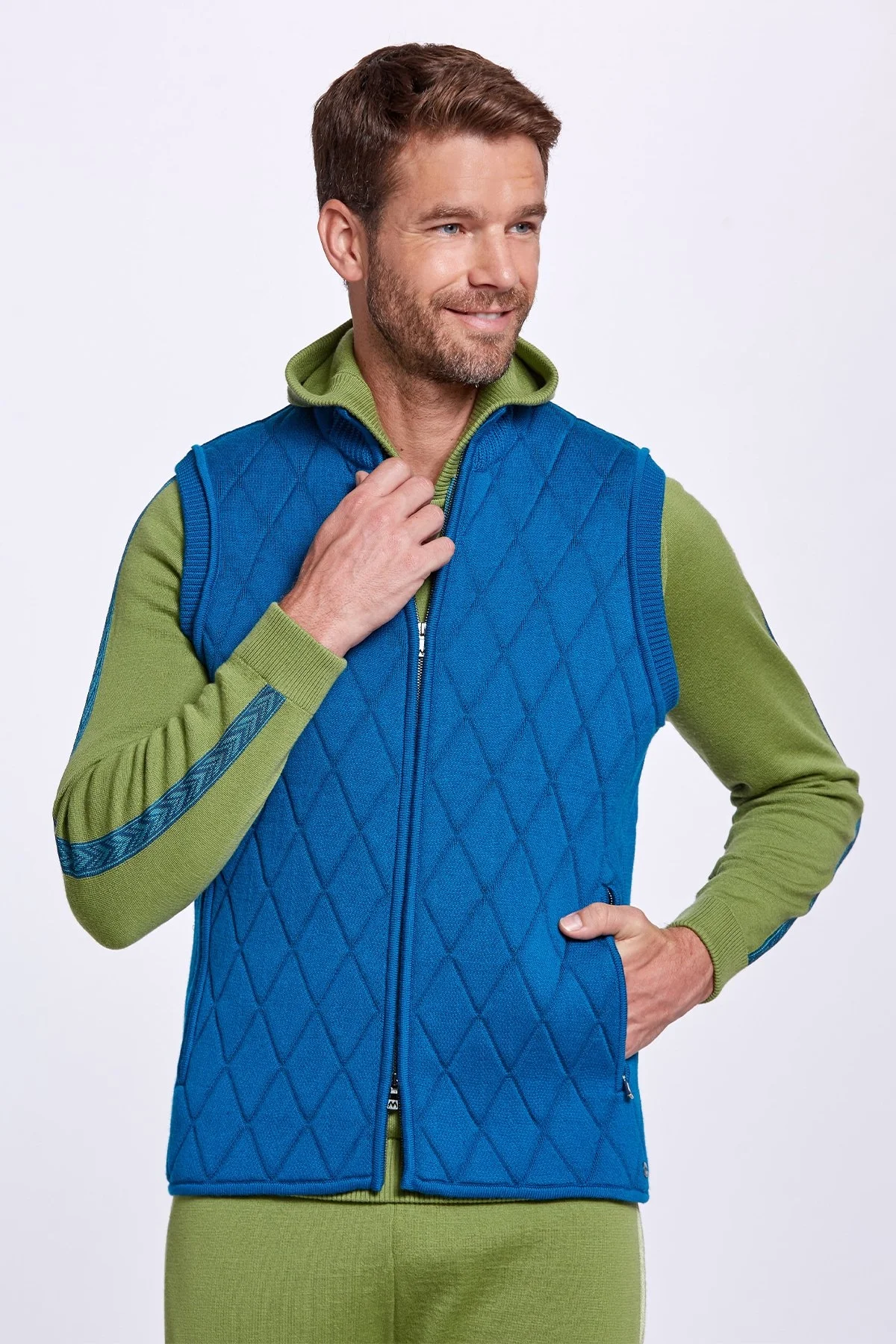 Hemington - Merino Yün Activewear Petrol Mavisi Triko Yelek (1)