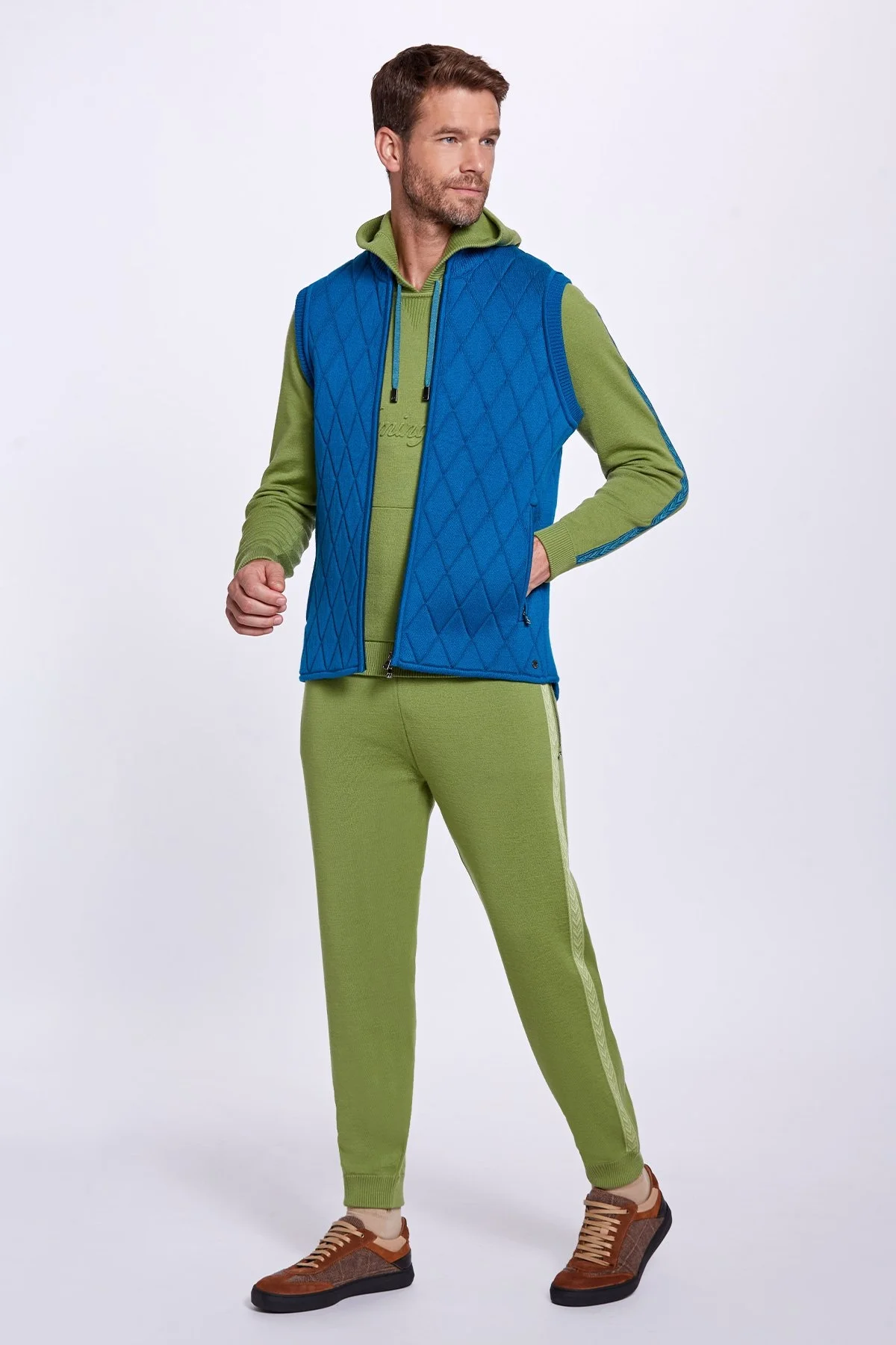 Hemington - Merino Yün Activewear Petrol Mavisi Triko Yelek (2)