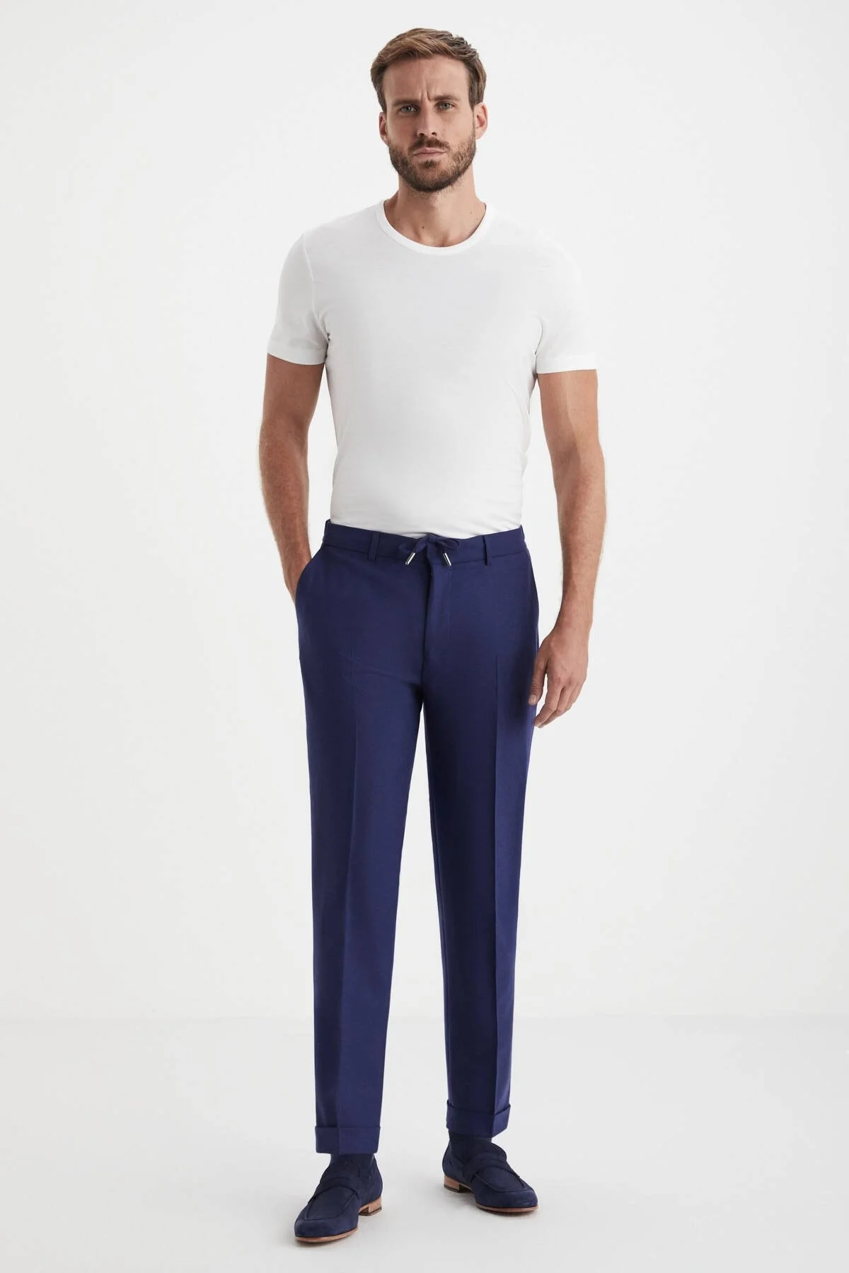 Hemington - Beli Lastikli Lacivert Yün Jogger Flanel Pantolon (2)