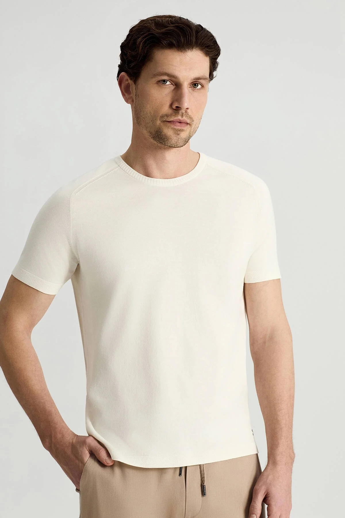 Hemington - Bisiklet Yaka Beyaz Giza Pamuk Triko T-Shirt (1)