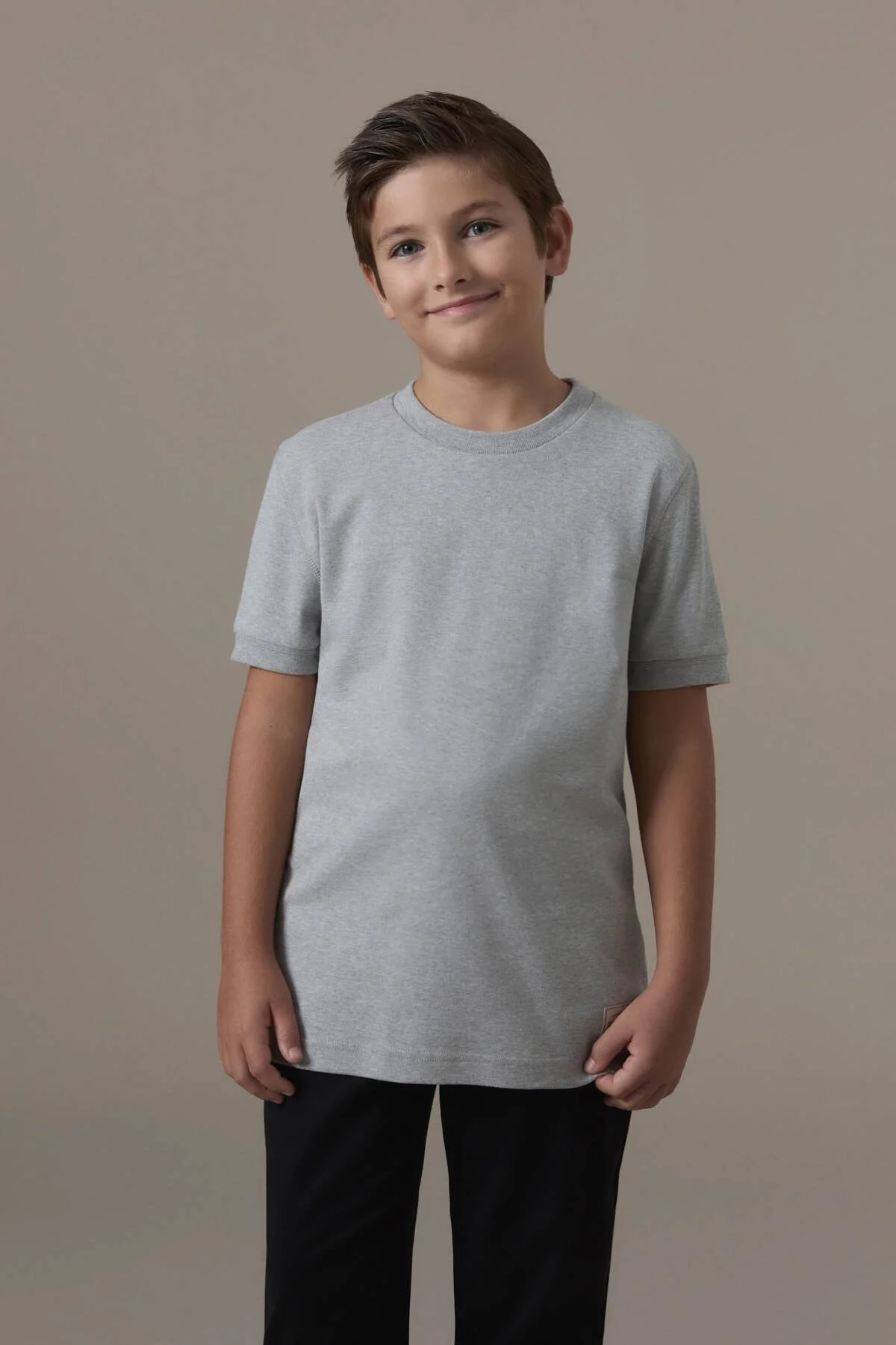 Hemington - Bisiklet Yaka Rahat Resim Saf Pamuk Açık Gri Çocuk T-Shirt (1)