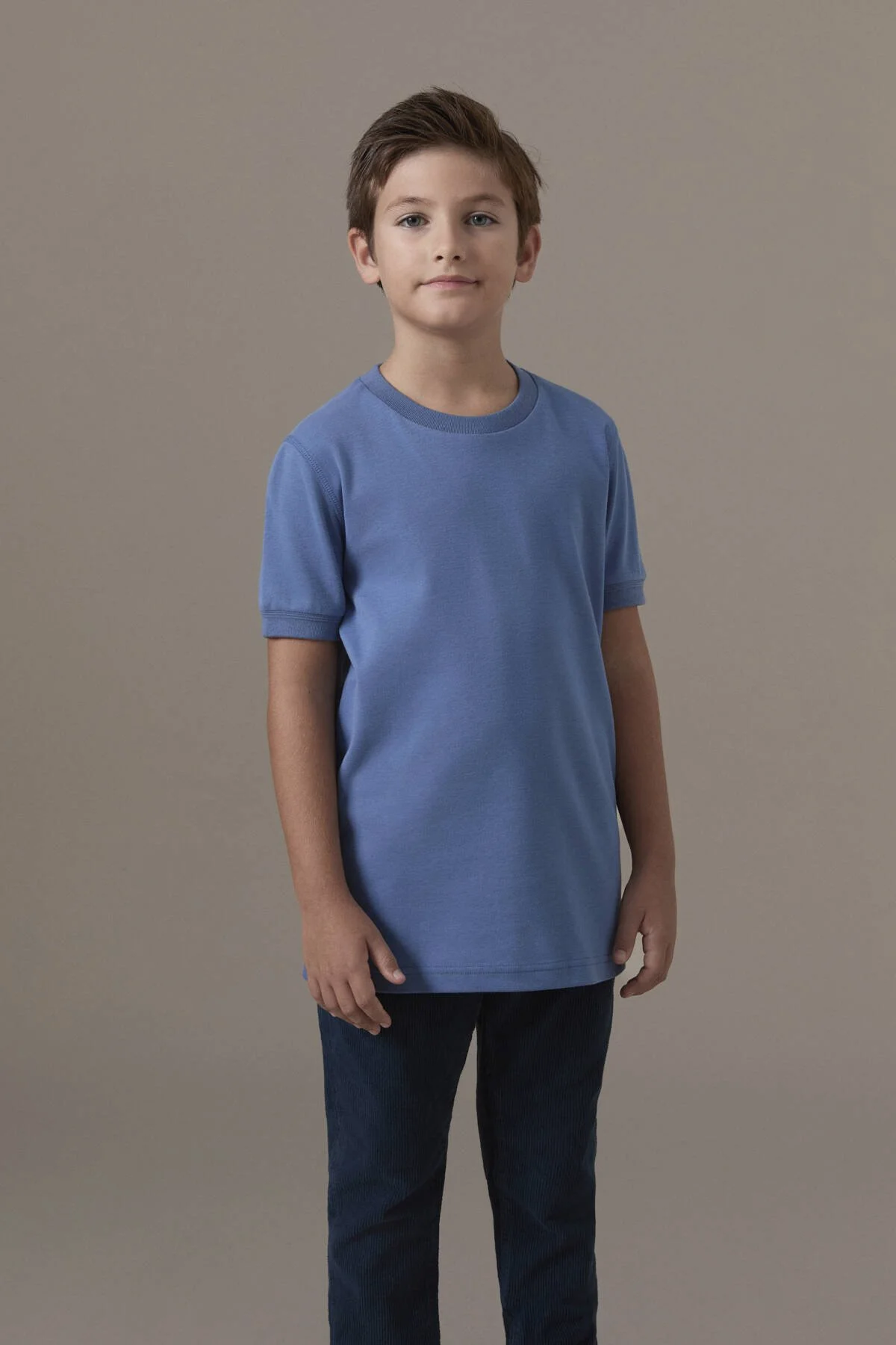 Hemington - Bisiklet Yaka Rahat Resim Saf Pamuk Mavi Çocuk T-Shirt (1)