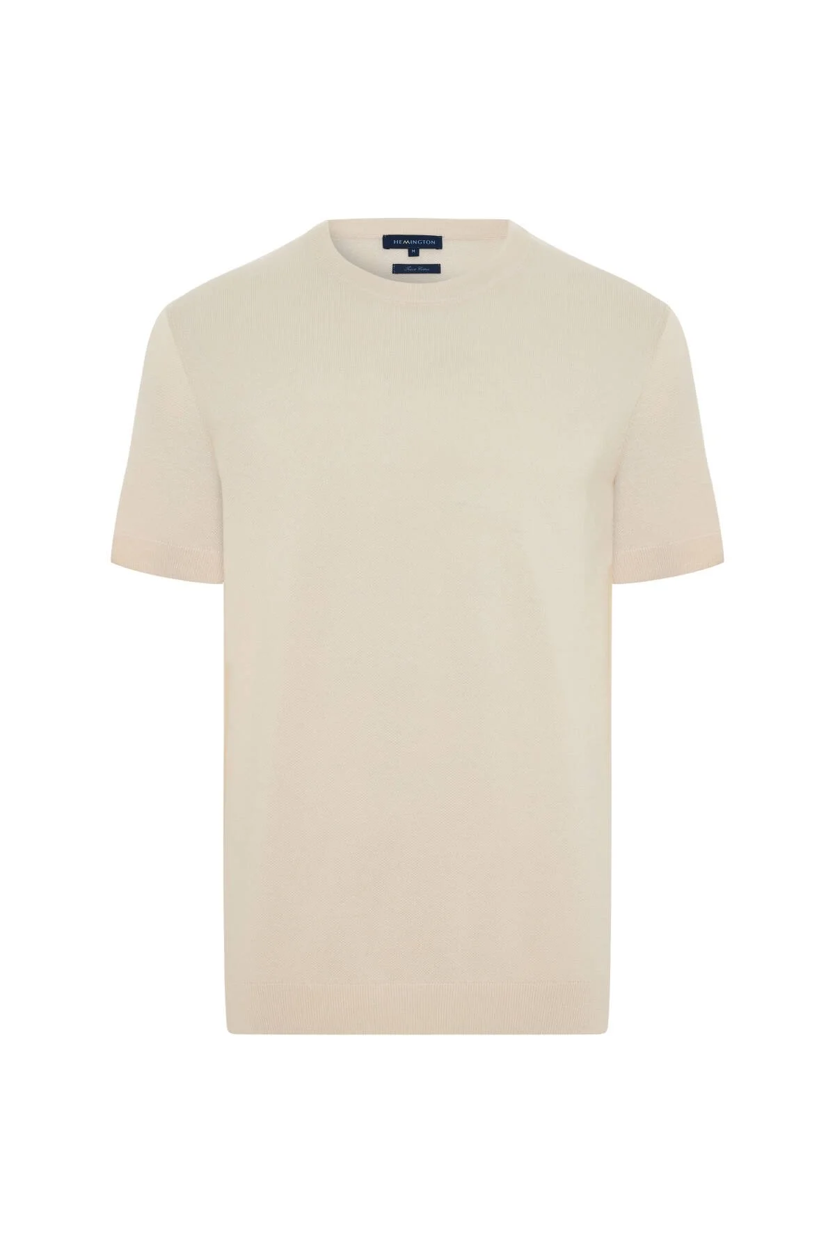 Hemington - Bisiklet Yaka Saf Pamuk Açık Bej Triko T-Shirt (6)
