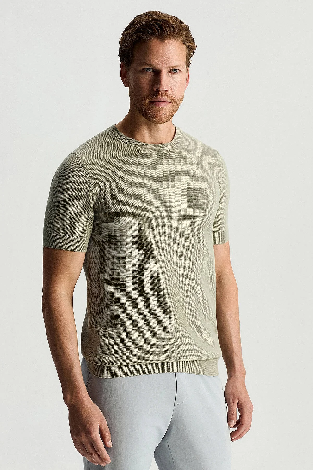 Hemington - Bisiklet Yaka Saf Pamuk Yeşil Triko T-Shirt (1)