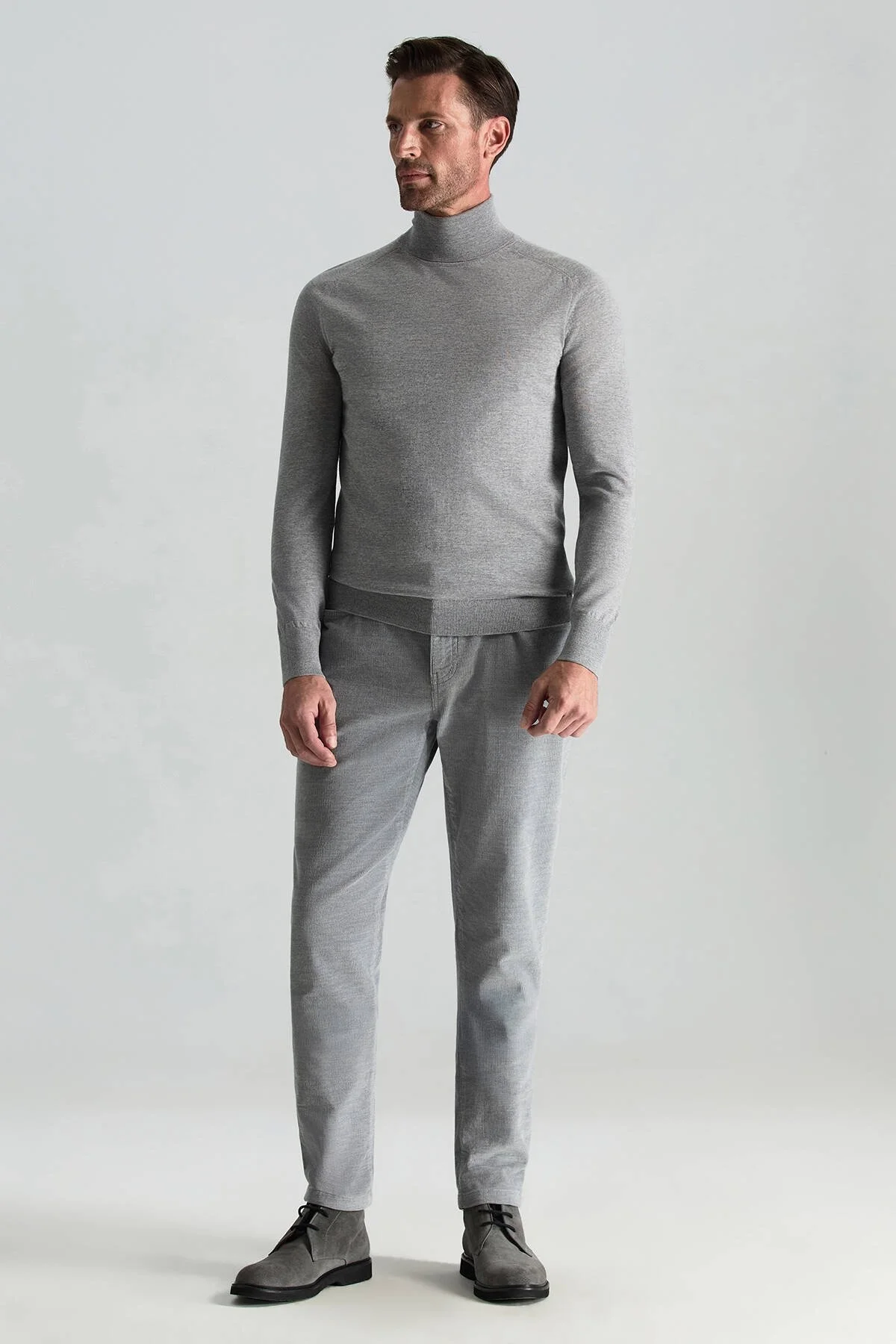 Hemington - Açık Gri Boğazlı Slim Fit Merino Yün Triko (2)