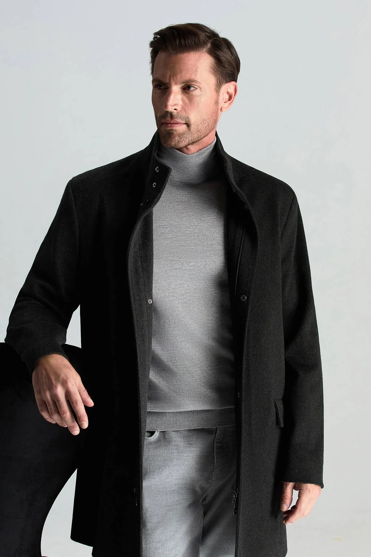 Hemington - Açık Gri Boğazlı Slim Fit Merino Yün Triko (3)