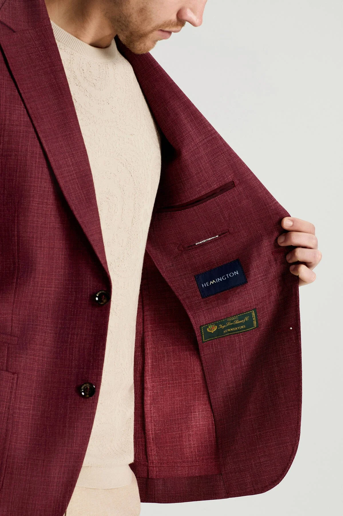 Hemington - Keten Karışım Bordo Yazlık Blazer Ceket (3)