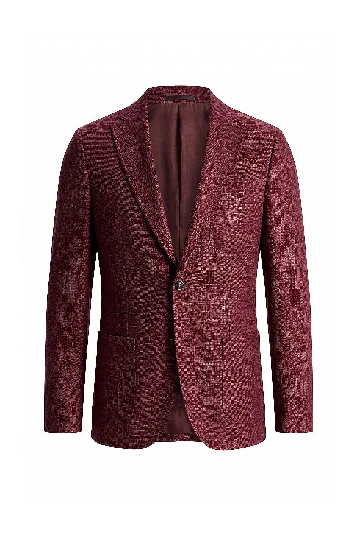 Hemington - Keten Karışım Bordo Yazlık Blazer Ceket (5)
