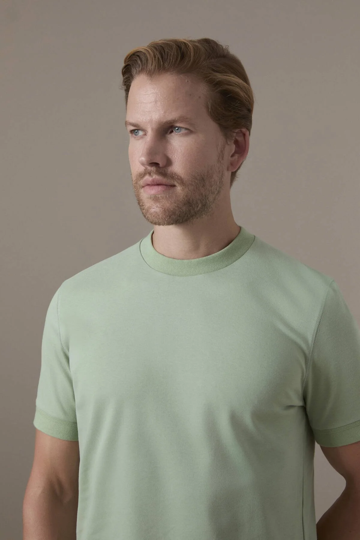 Hemington - Brushed Pamuk Rahat Kesim Bisiklet Yaka Açık Yeşil T-Shirt (3)