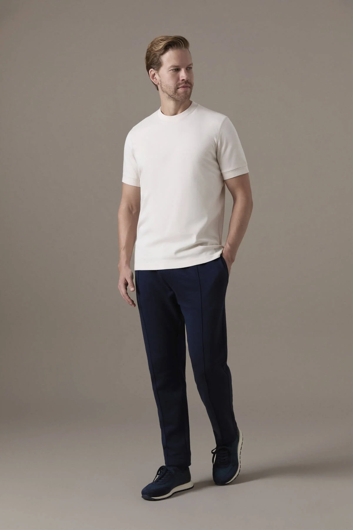 Hemington - Brushed Pamuk Rahat Kesim Bisiklet Yaka Bej T-Shirt (2)