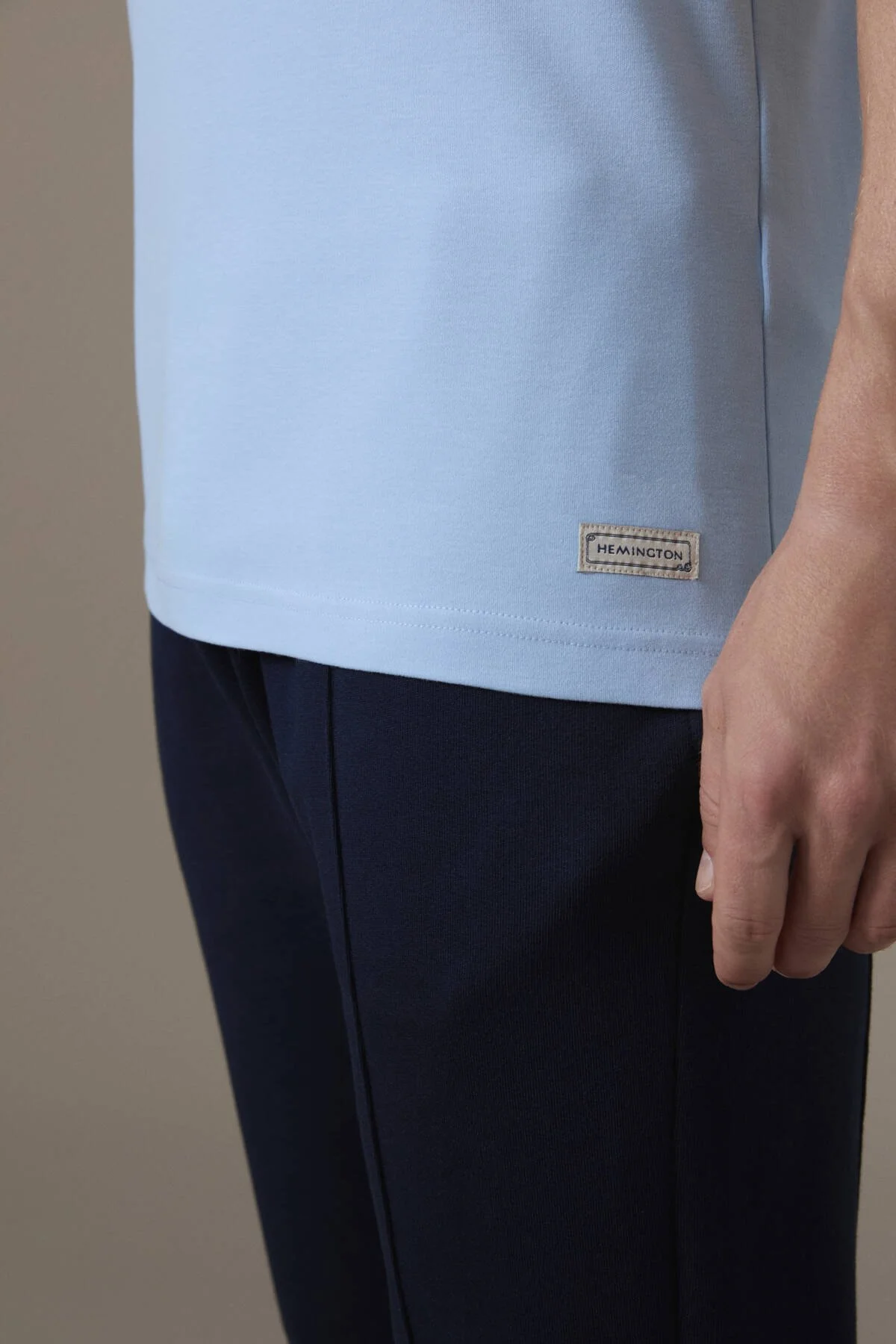 Hemington - Brushed Pamuk Rahat Kesim Bisiklet Yaka Mavi T-Shirt (4)