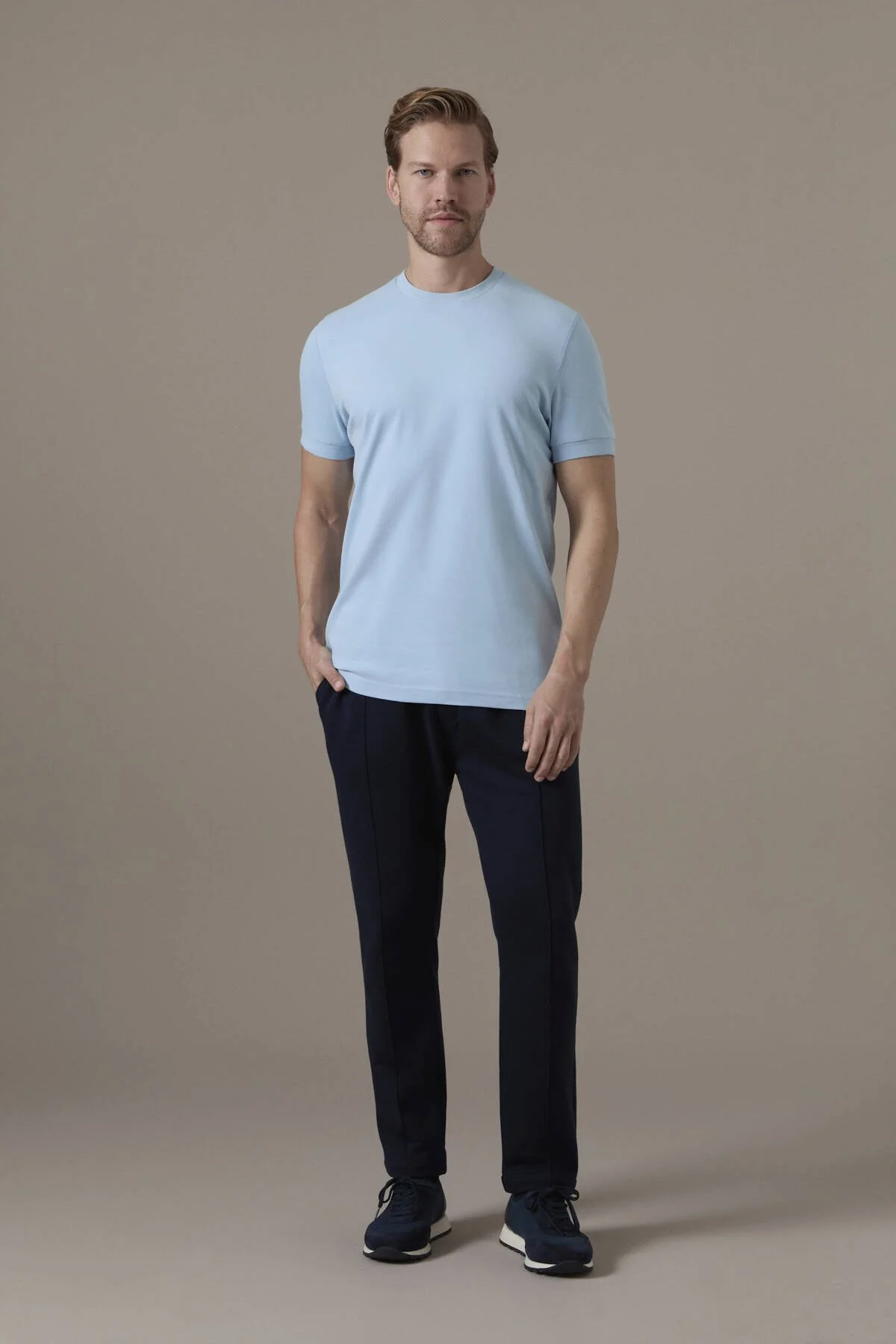 Hemington - Brushed Pamuk Rahat Kesim Bisiklet Yaka Mavi T-Shirt (2)