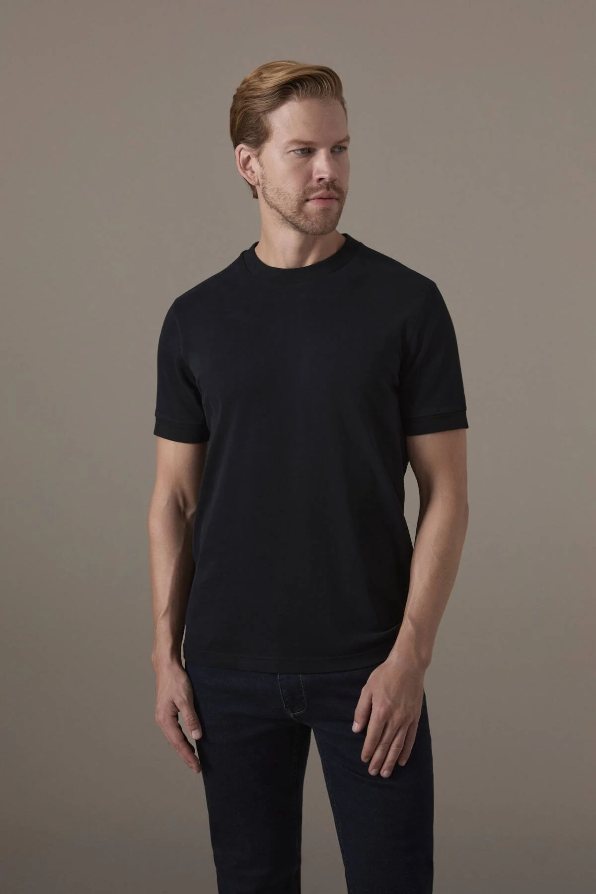 Hemington - Brushed Pamuk Rahat Kesim Bisiklet Yaka Siyah T-Shirt (3)