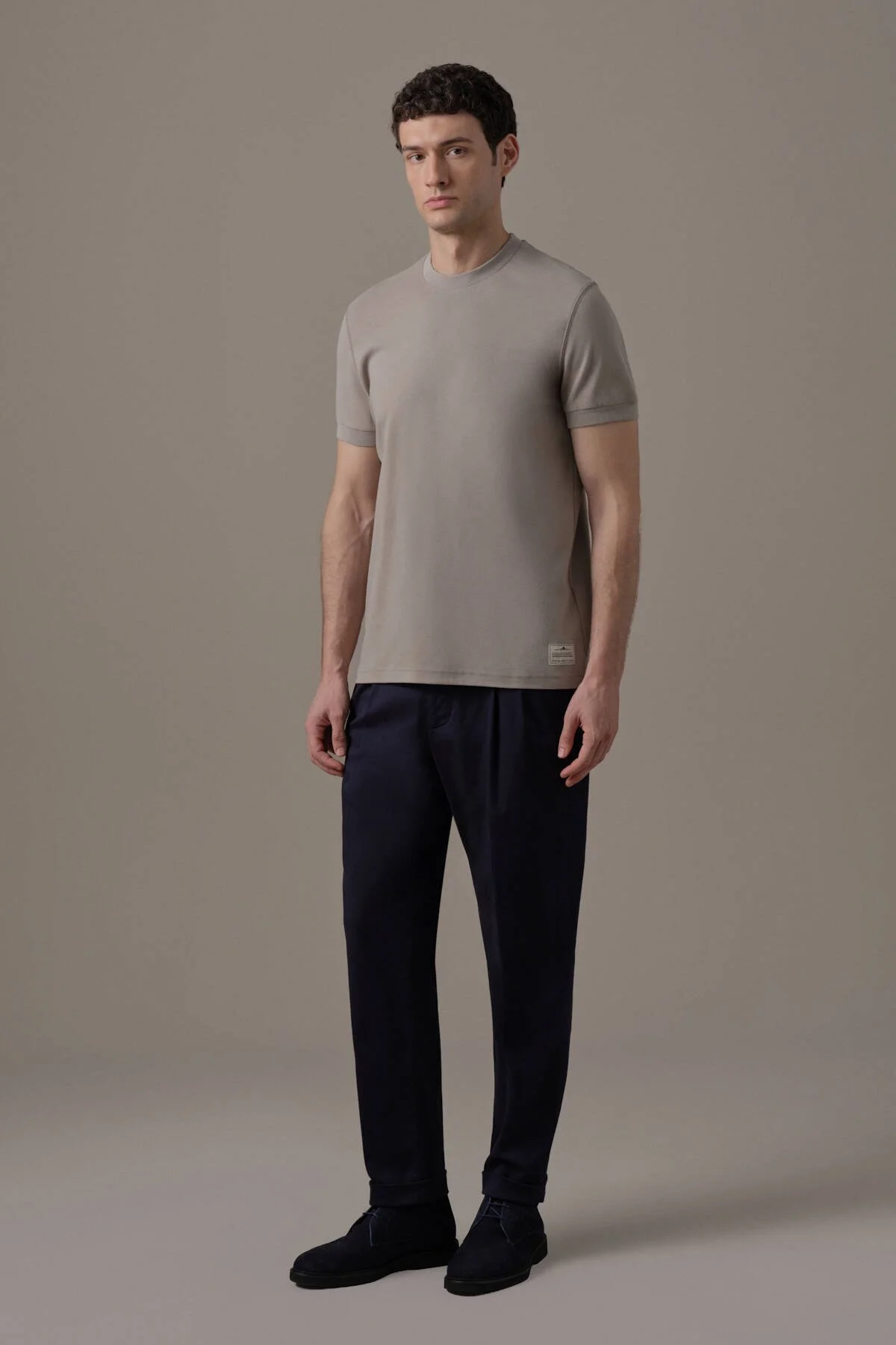 Hemington - Brushed Pamuk Rahat Kesim Bisiklet Yaka Vizon Rengi T-Shirt (2)
