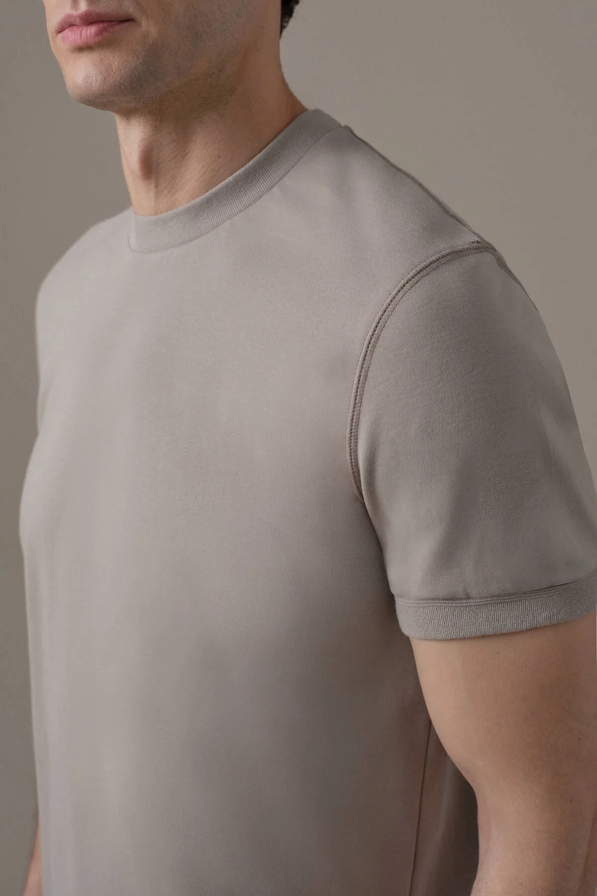 Hemington - Brushed Pamuk Rahat Kesim Bisiklet Yaka Vizon Rengi T-Shirt (4)