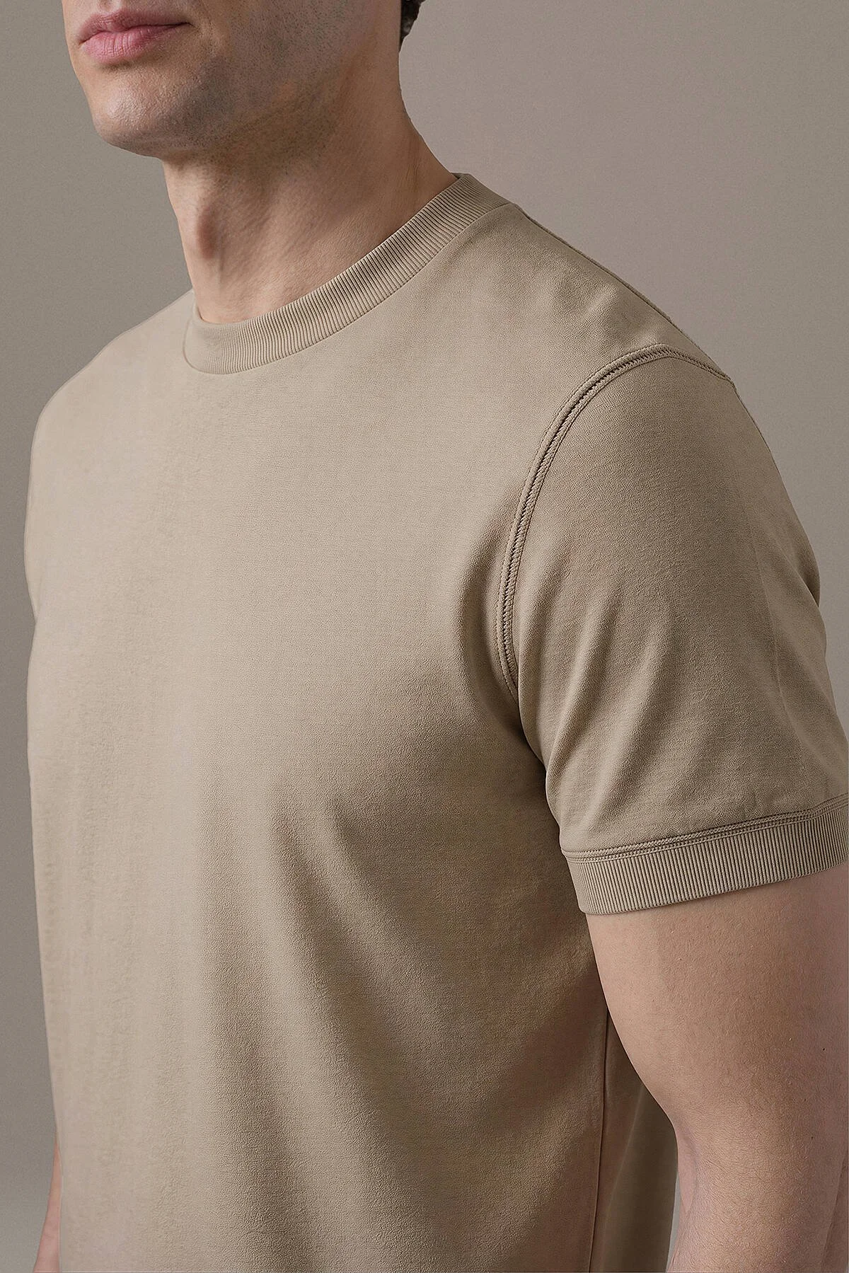Hemington - Brushed Pamuk Rahat Kesim Bisiklet Yaka Vizon Rengi T-Shirt (3)