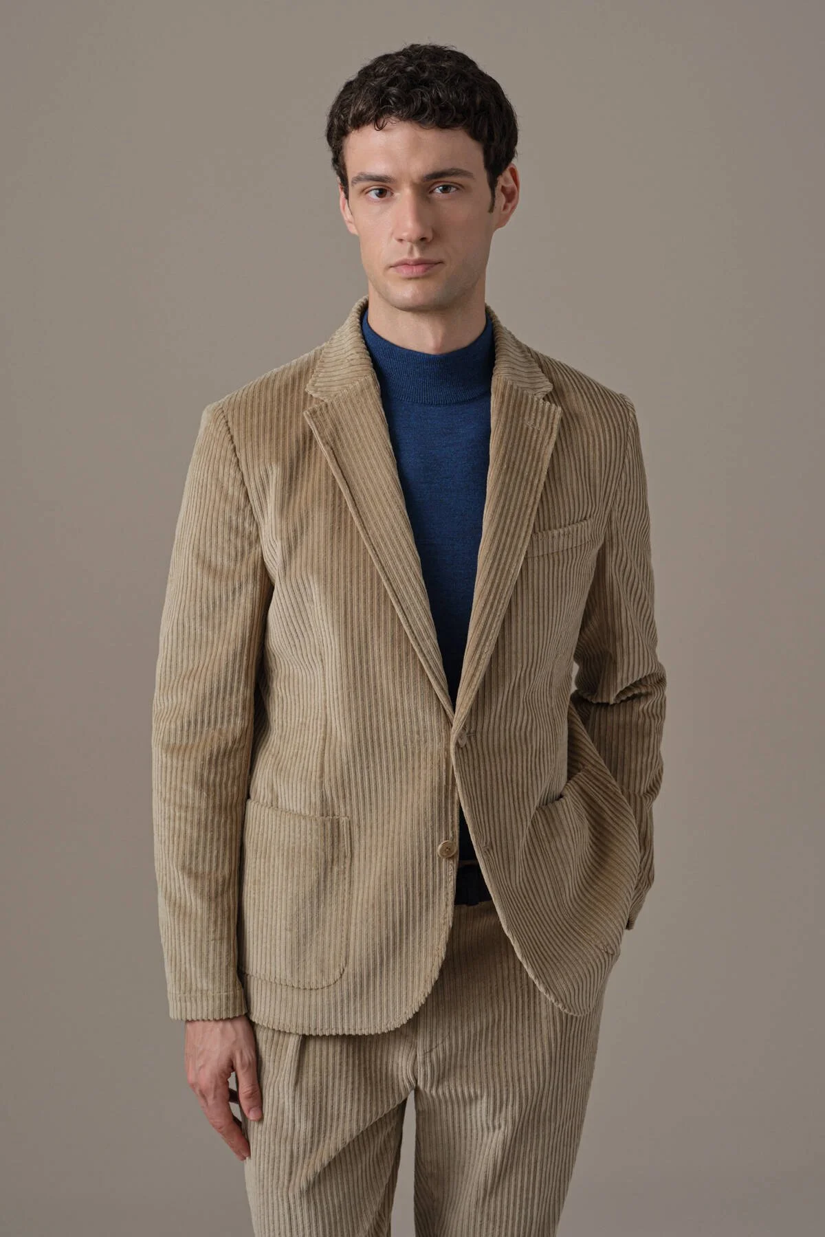 Hemington - Camel Kadife Blazer Ceket (1)
