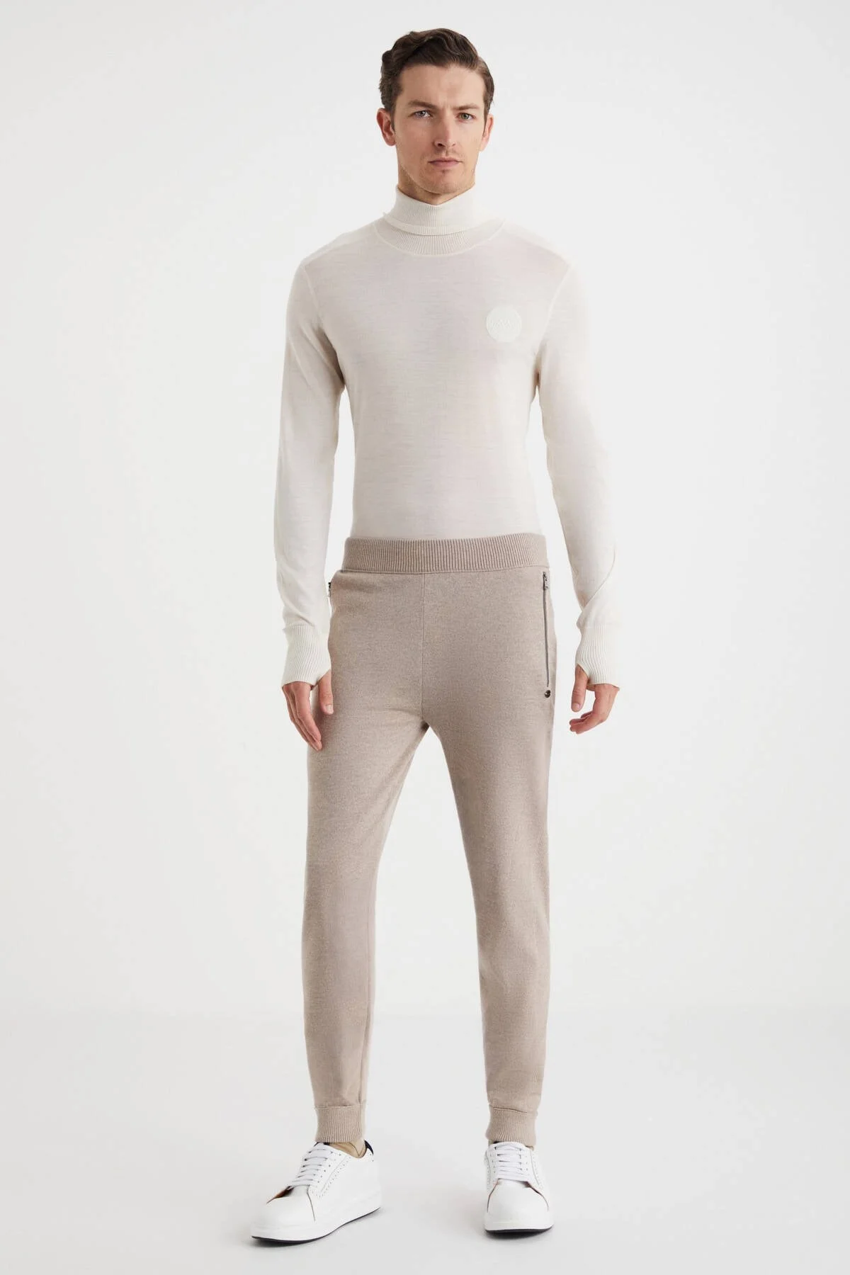 Hemington - Camel Merino Yün Activewear Şerit Detaylı Triko Pantolon (2)