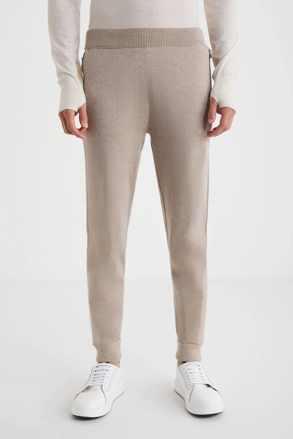 Hemington - Camel Merino Yün Activewear Şerit Detaylı Triko Pantolon (3)