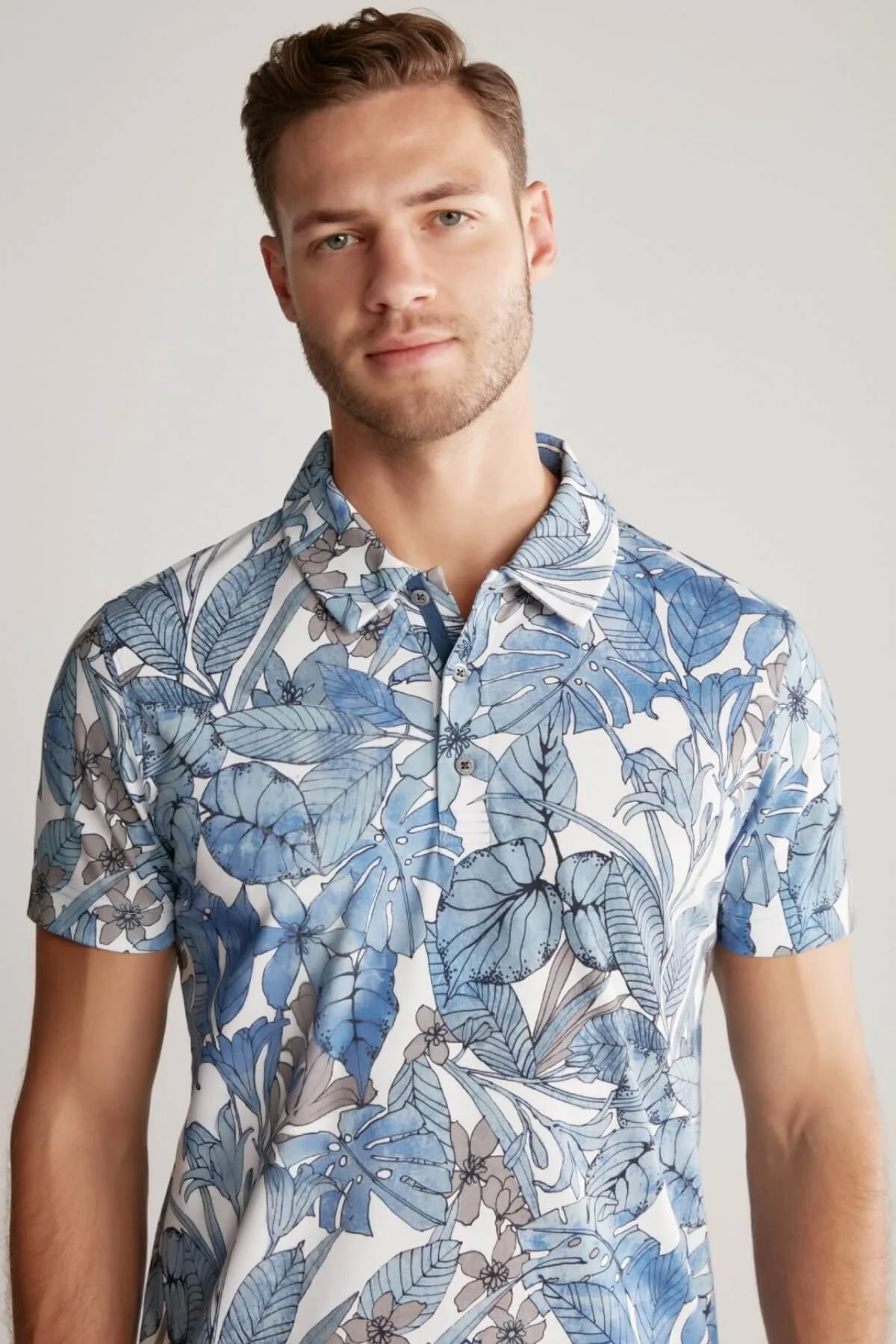 Hemington - Çiçek Desen Mavi Polo Yaka T-Shirt (1)