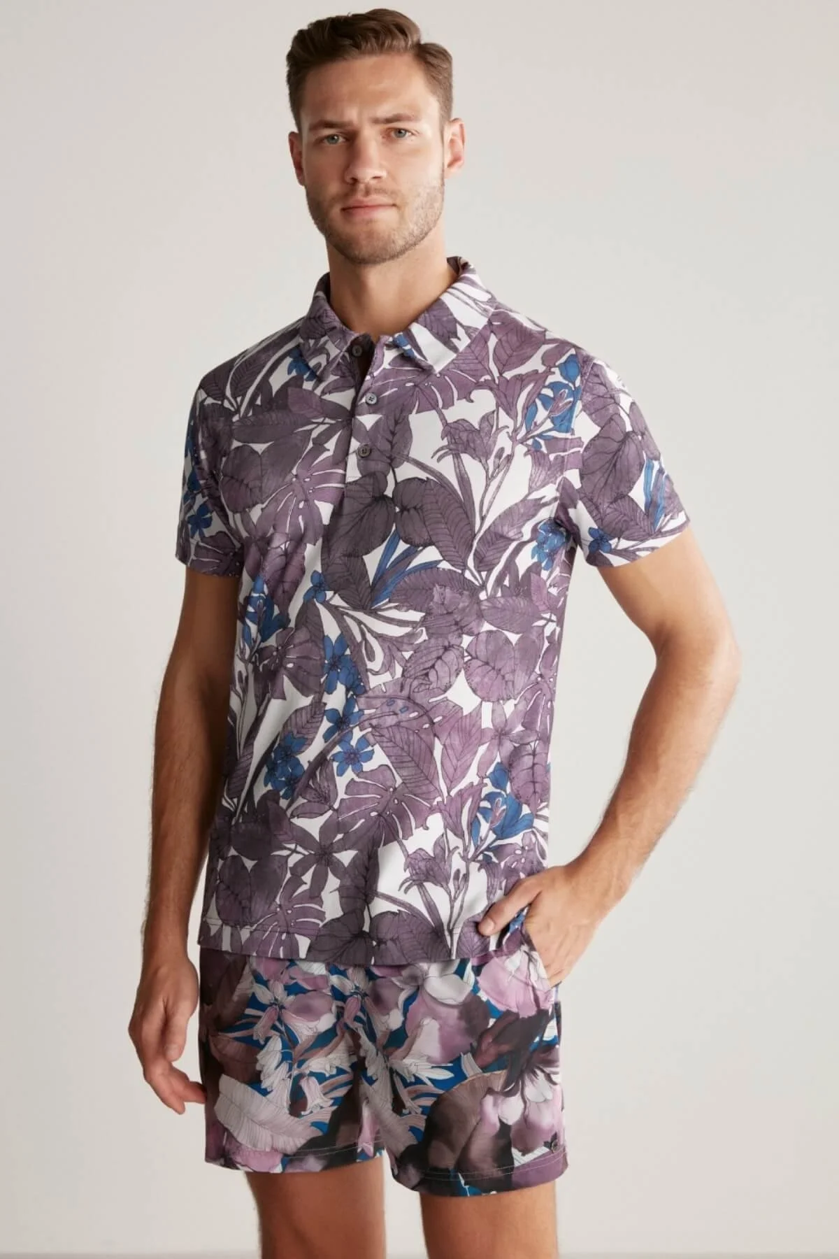 Hemington - Çiçek Desen Mor Polo Yaka T-Shirt (4)