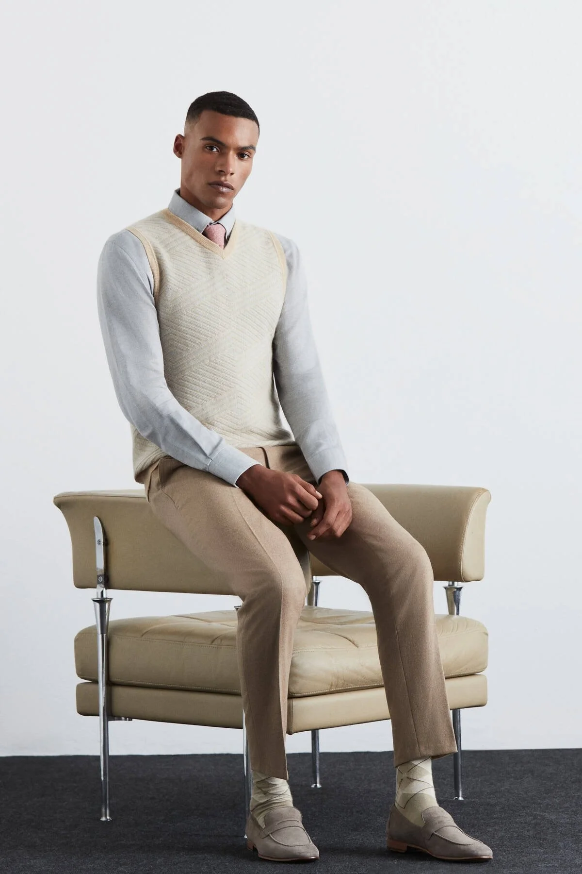 Hemington - Çizgi Desen Camel Lambswool Yün Triko Süveter (1)