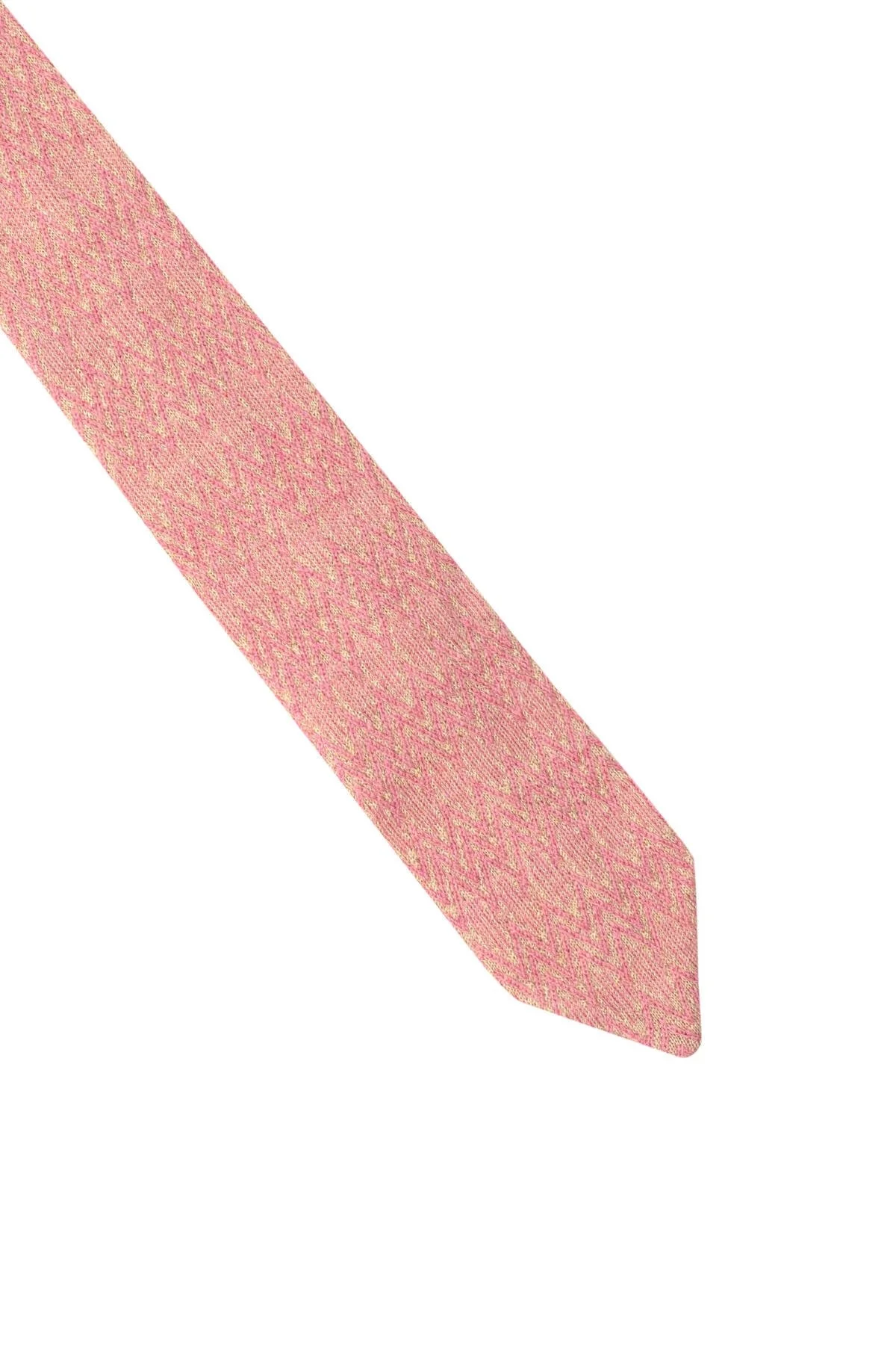 Hemington - Çizgi Desenli İpek Karışım Camel-Pembe Örgü Kravat (5)