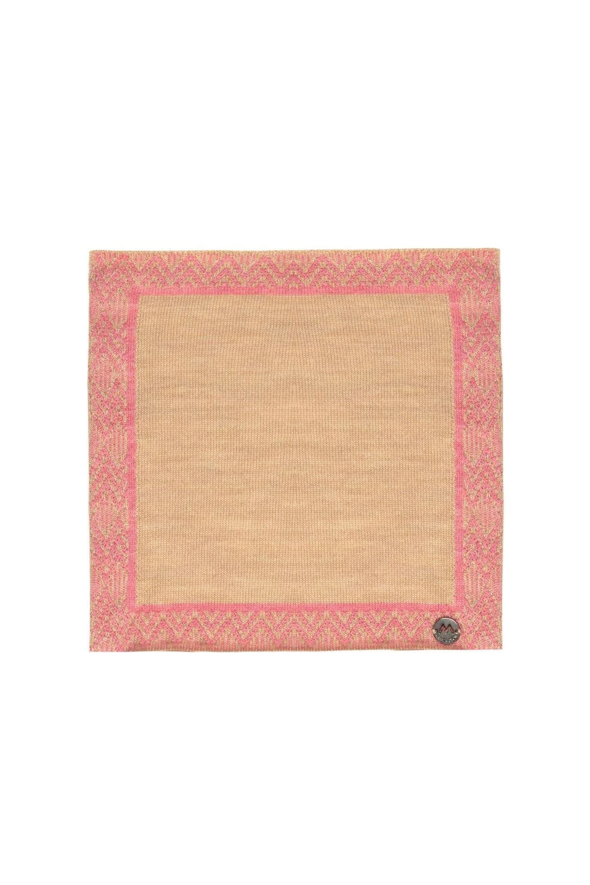Hemington - Çizgi Desenli İpek Karışım Camel-Pembe Örgü Mendil (4)