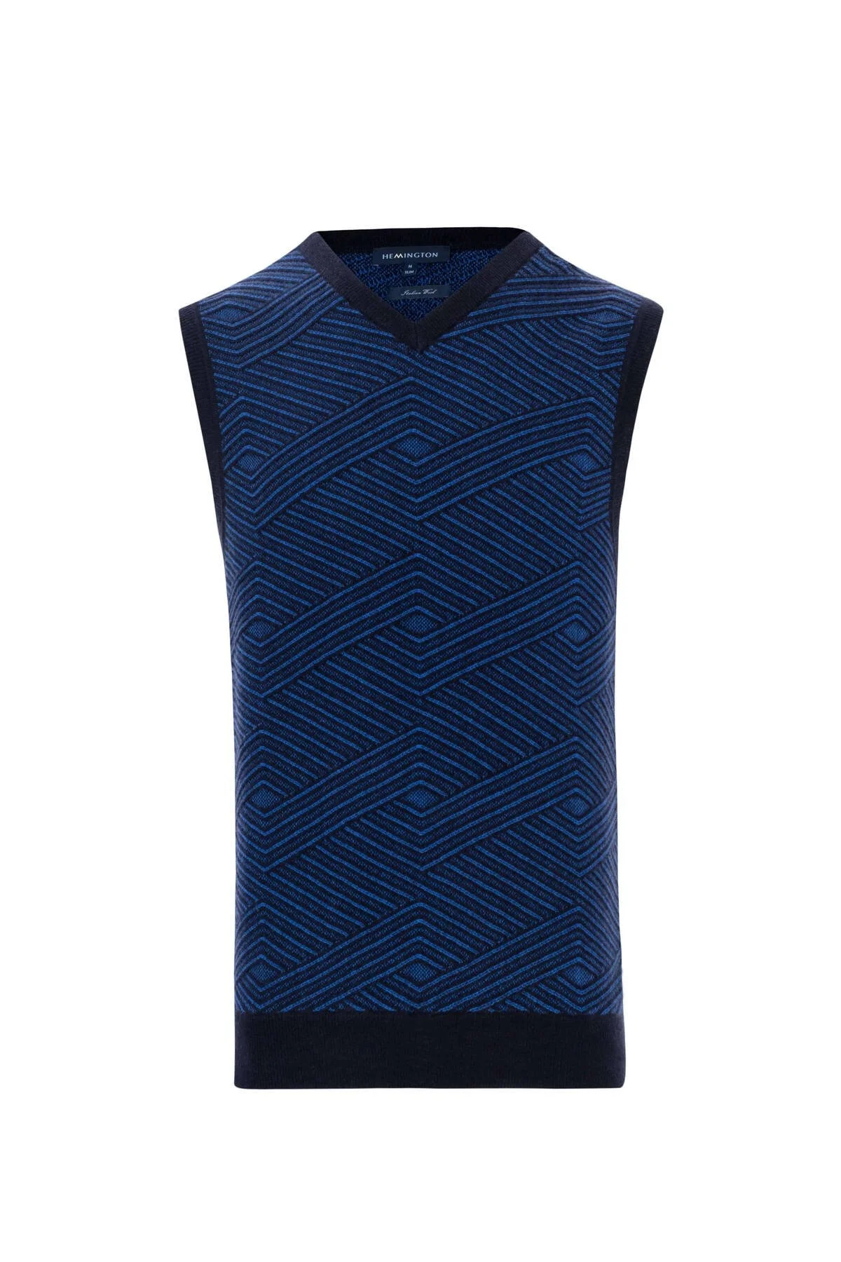 Hemington - Çizgi Desen Lacivert Lambswool Yün Triko Süveter (7)