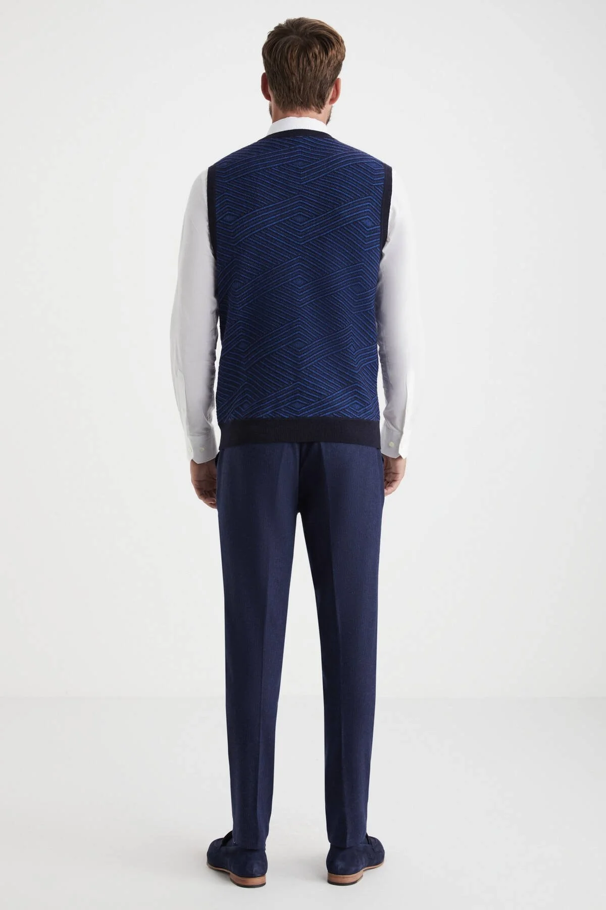 Hemington - Çizgi Desen Lacivert Lambswool Yün Triko Süveter (5)