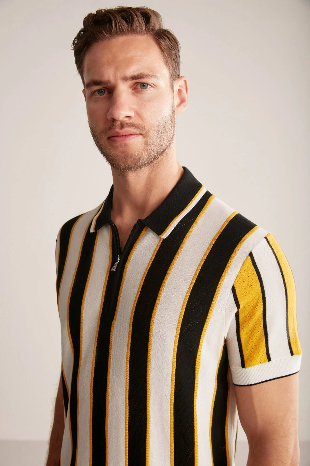 Hemington - Çizgi Desen Siyah-Beyaz Triko Polo (1)