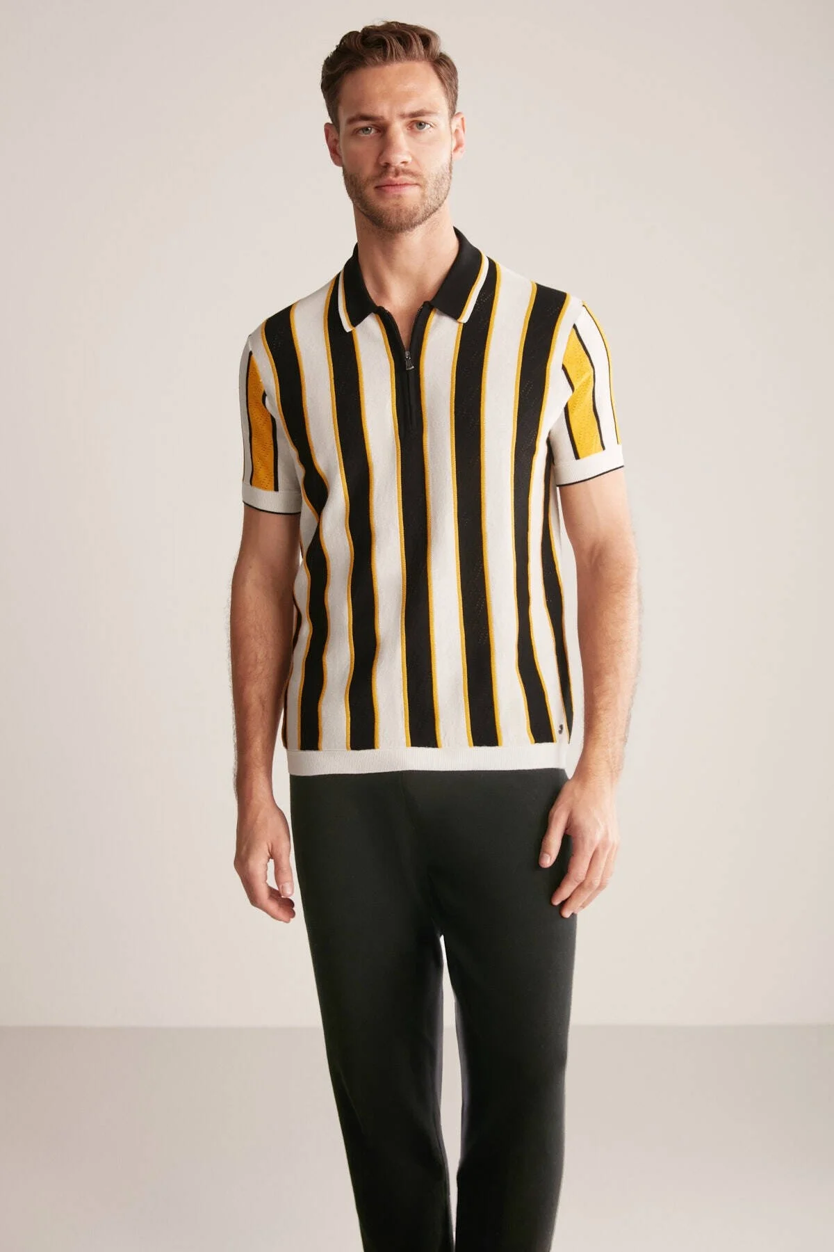 Hemington - Çizgi Desen Siyah-Beyaz Triko Polo (4)