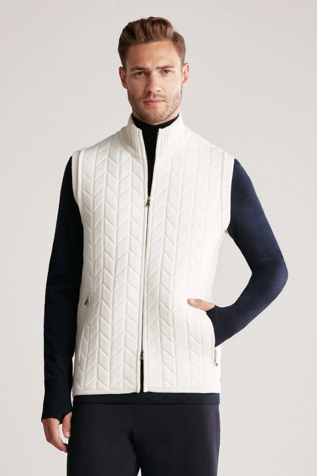 Hemington - Ekru Activewear Merino Yün Triko Yelek (1)