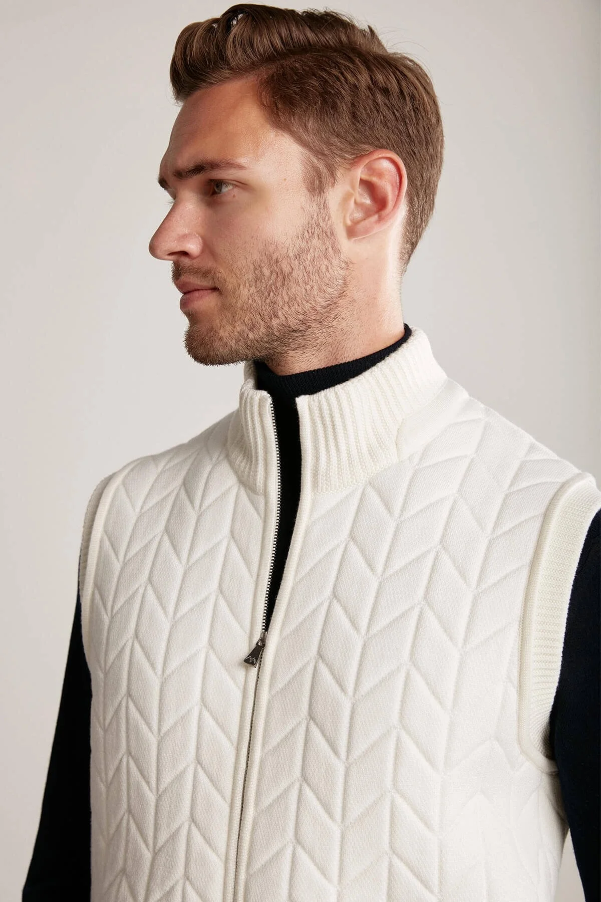 Hemington - Ekru Activewear Merino Yün Triko Yelek (4)