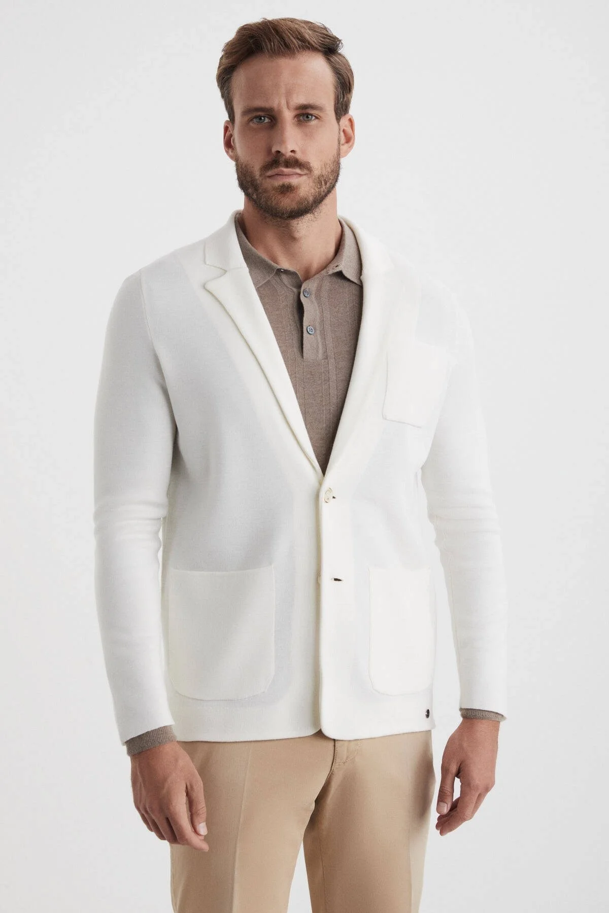 Hemington - Extrafine Merino Ekru Triko Blazer Ceket (4)
