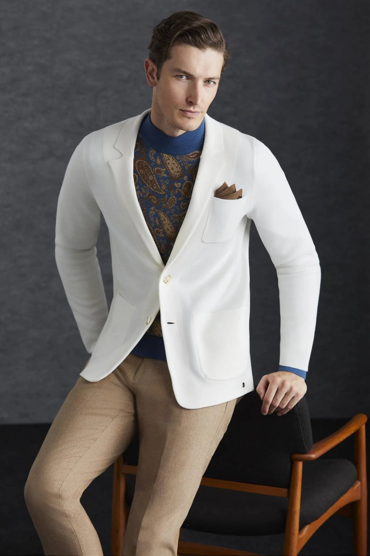 Hemington - Extrafine Merino Ekru Triko Blazer Ceket (1)