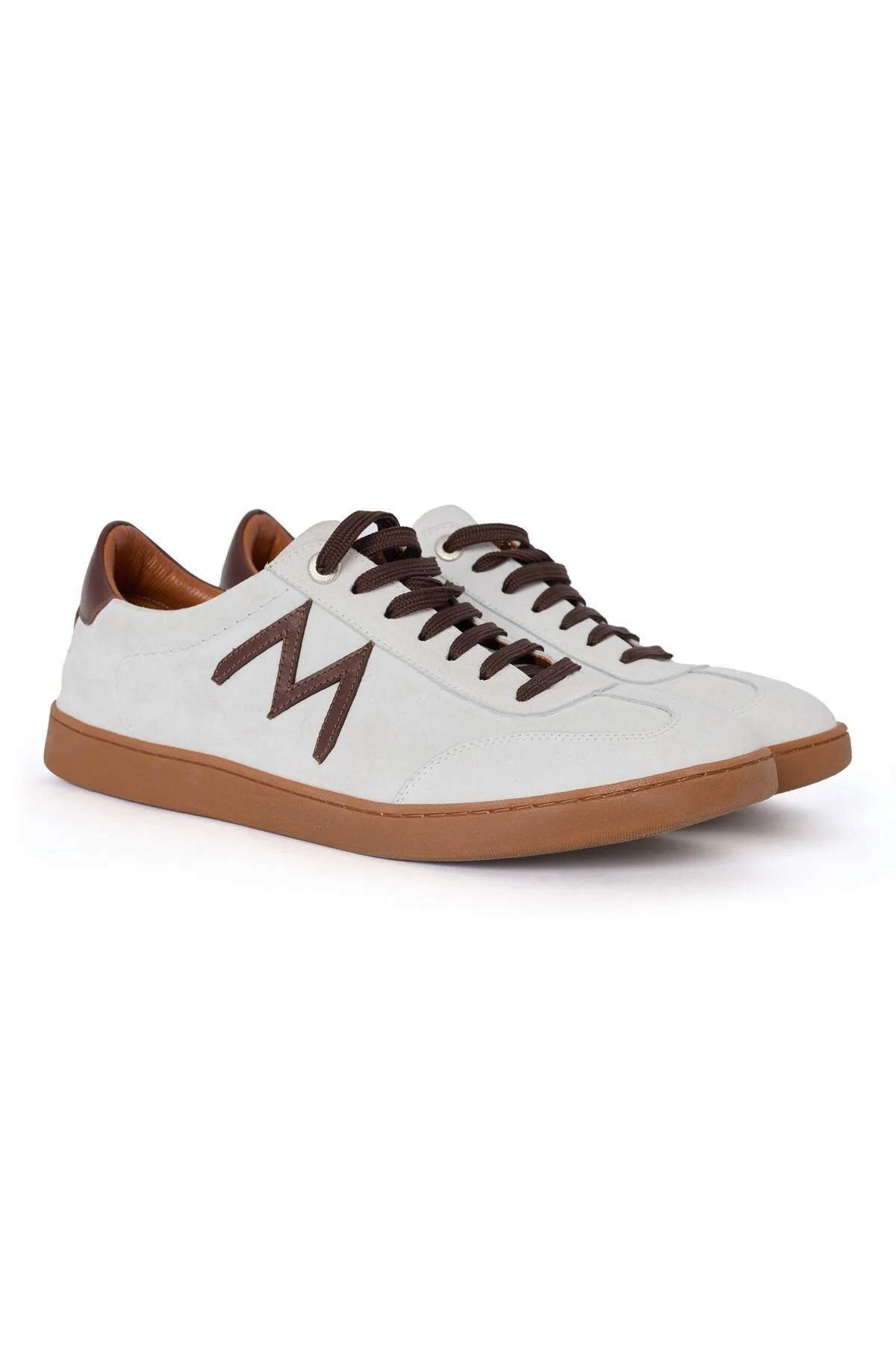 Hemington - El Yapımı Süet Deri M Logo Detaylı Beyaz Sneaker (1)