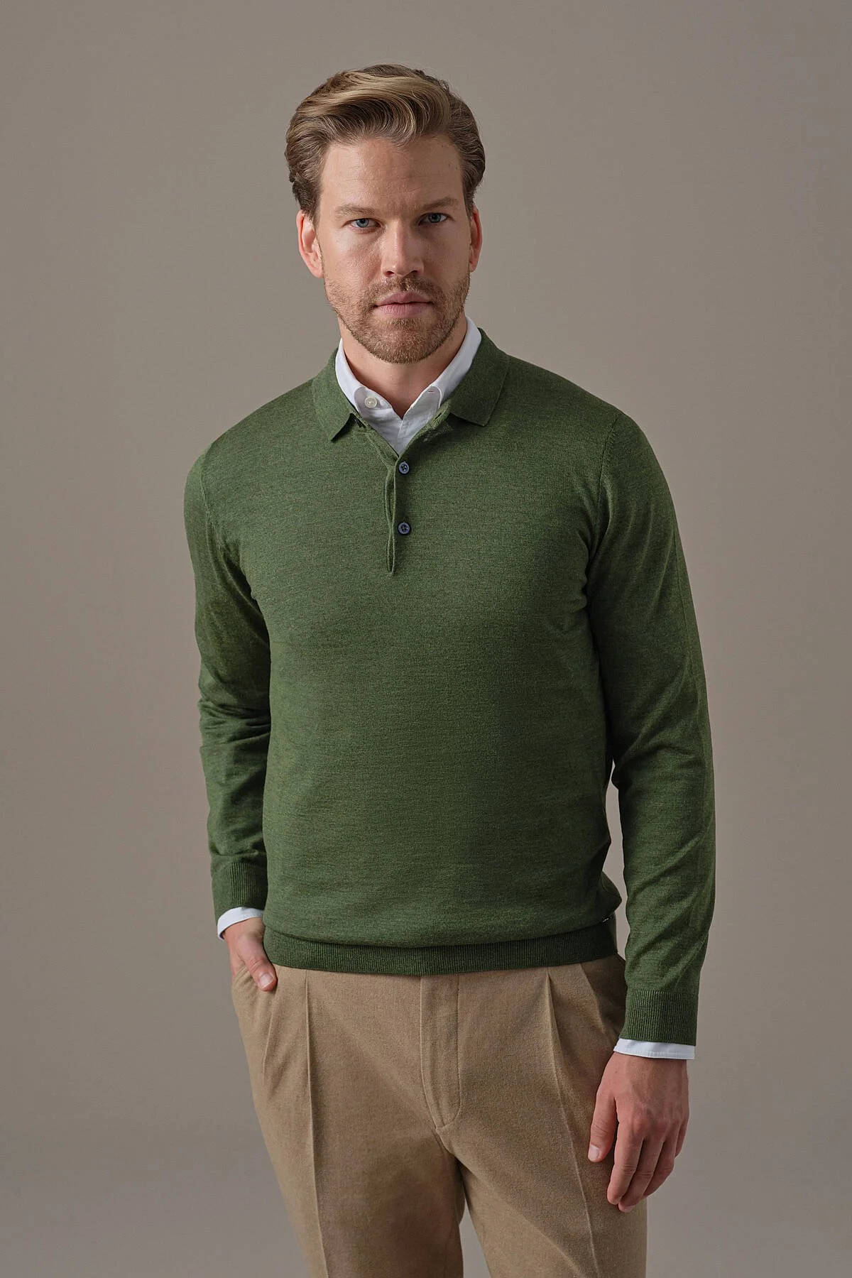 Hemington - Extrafine Merino Açık Yeşil 3 Düğme Polo Triko (3)