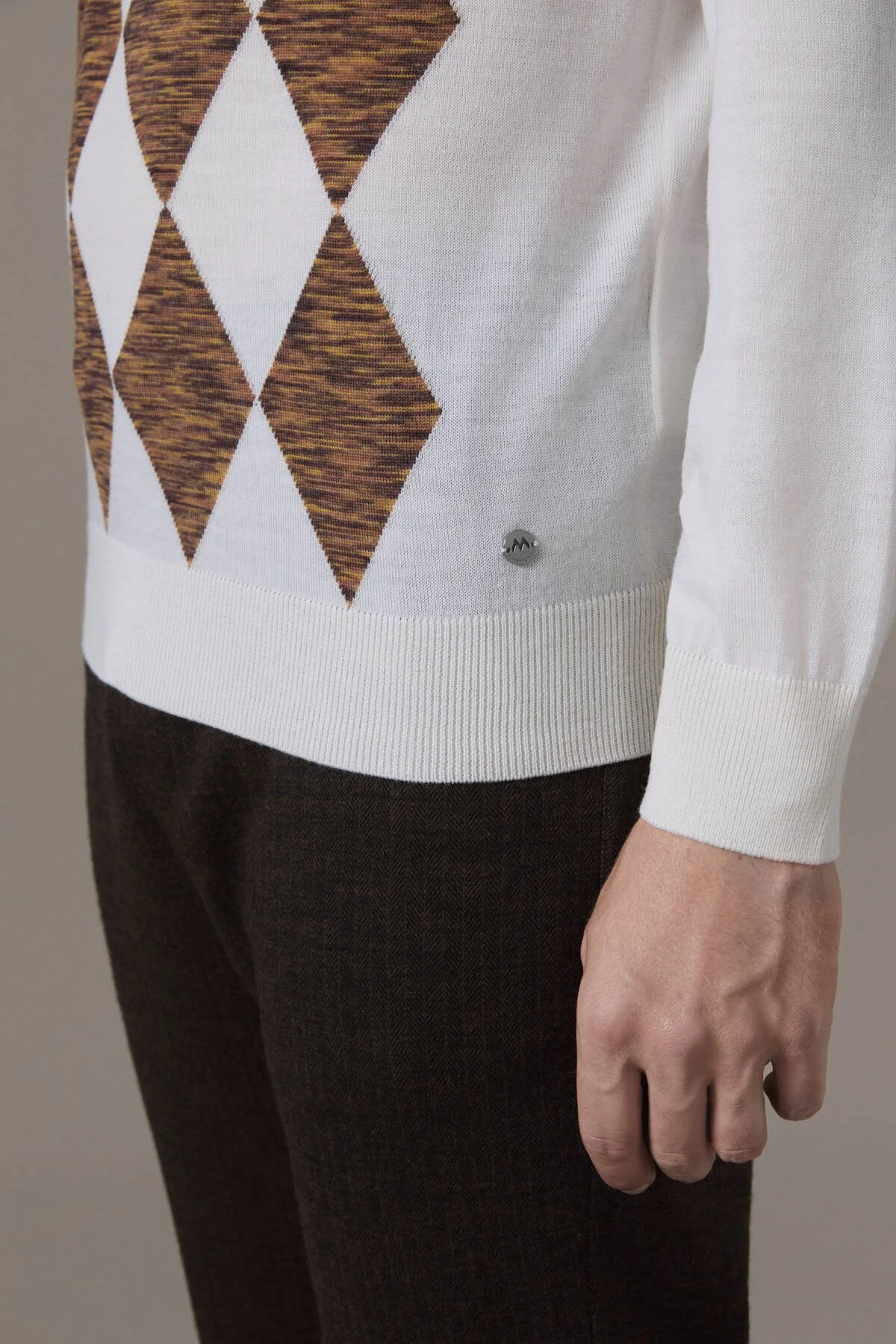 Hemington - Extrafine Merino Argyle Desen Ekru Triko (4)