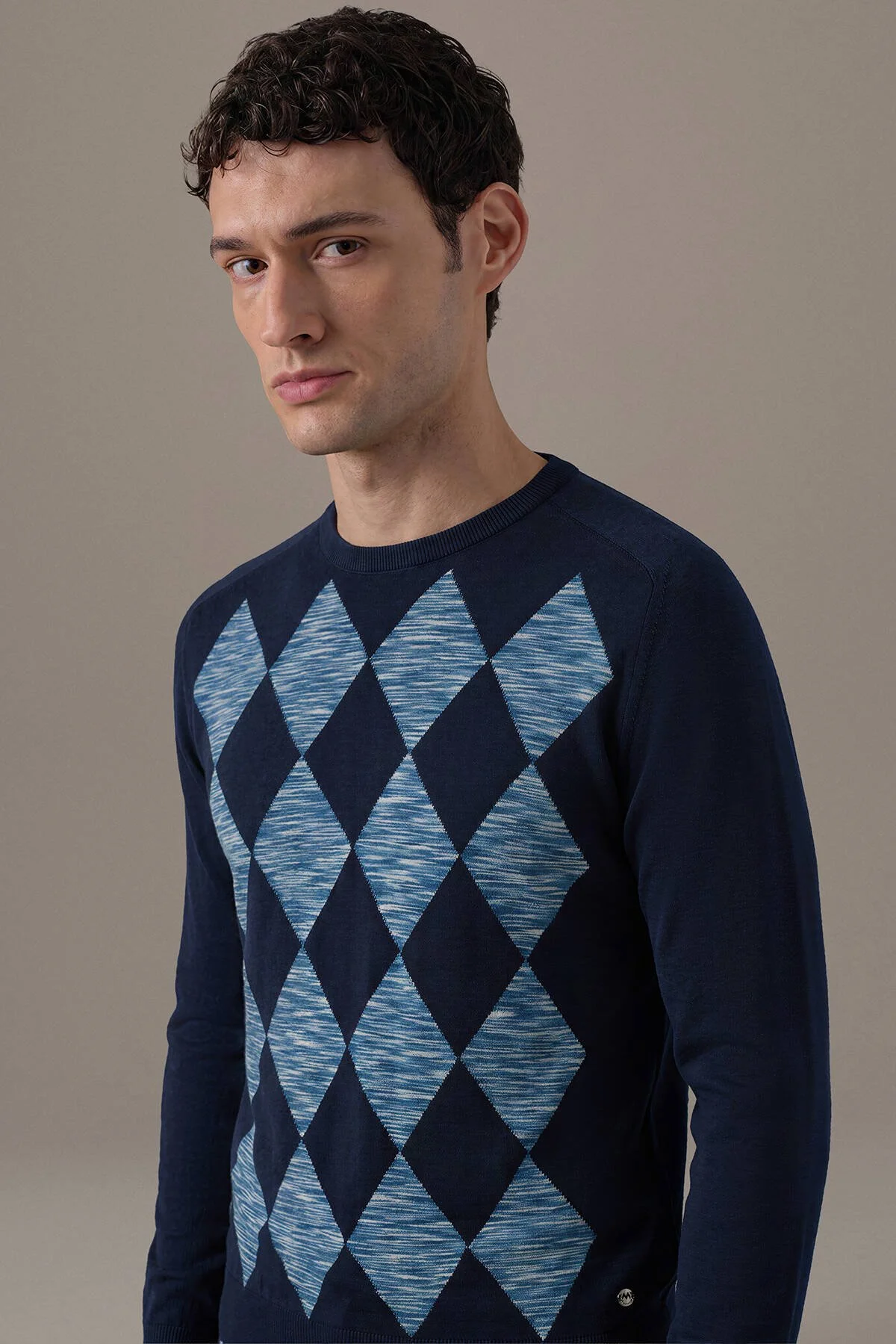 Hemington - Extrafine Merino Argyle Desen Lacivert Triko (2)