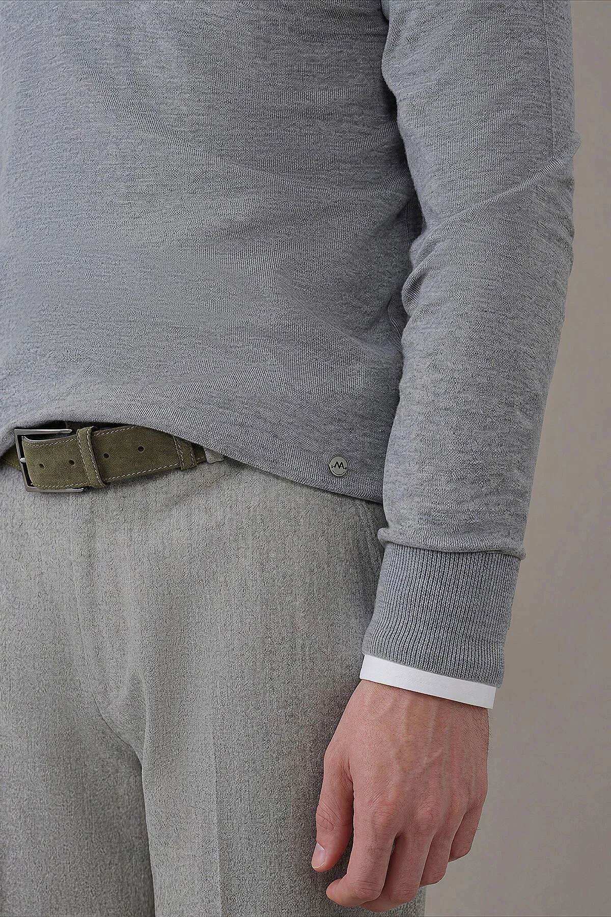 Hemington - Extrafine Merino Bisiklet Yaka Açık Gri Triko (3)